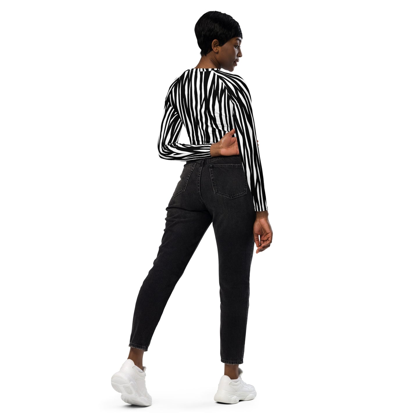 Zebra Long-sleeve Crop Top