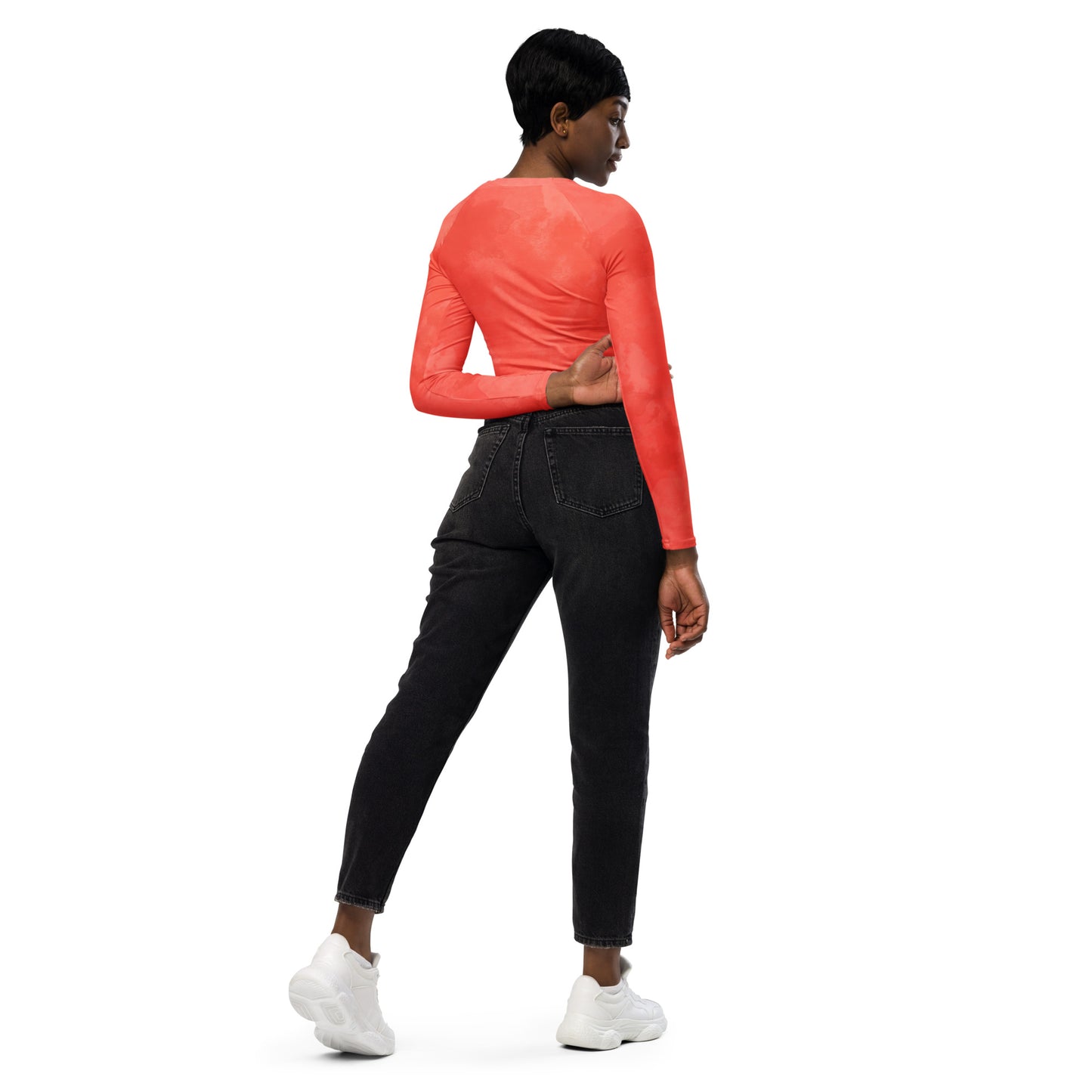 Coral Long Sleeve Crop Top