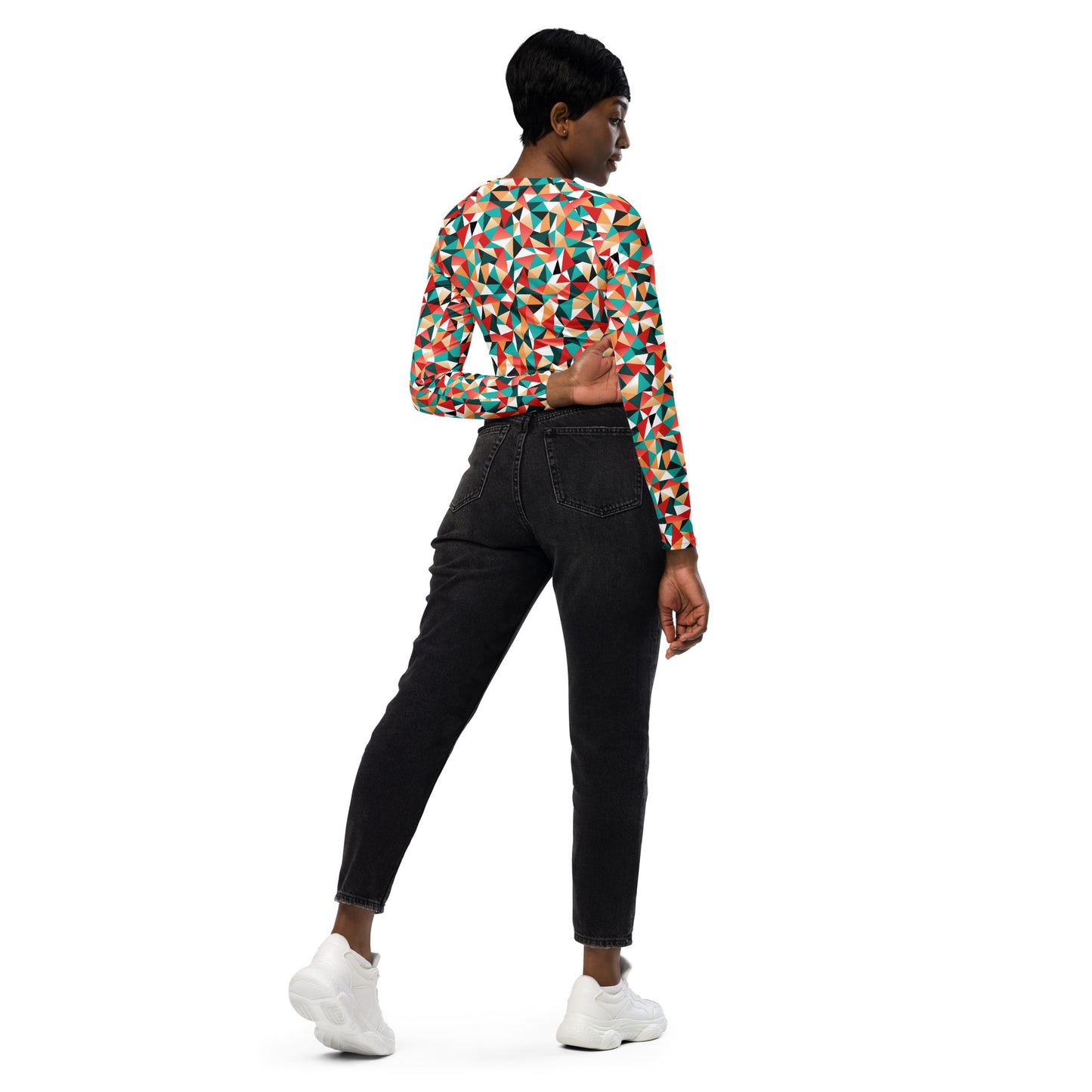 Kaleidoscopic Long-Sleeve Crop Top