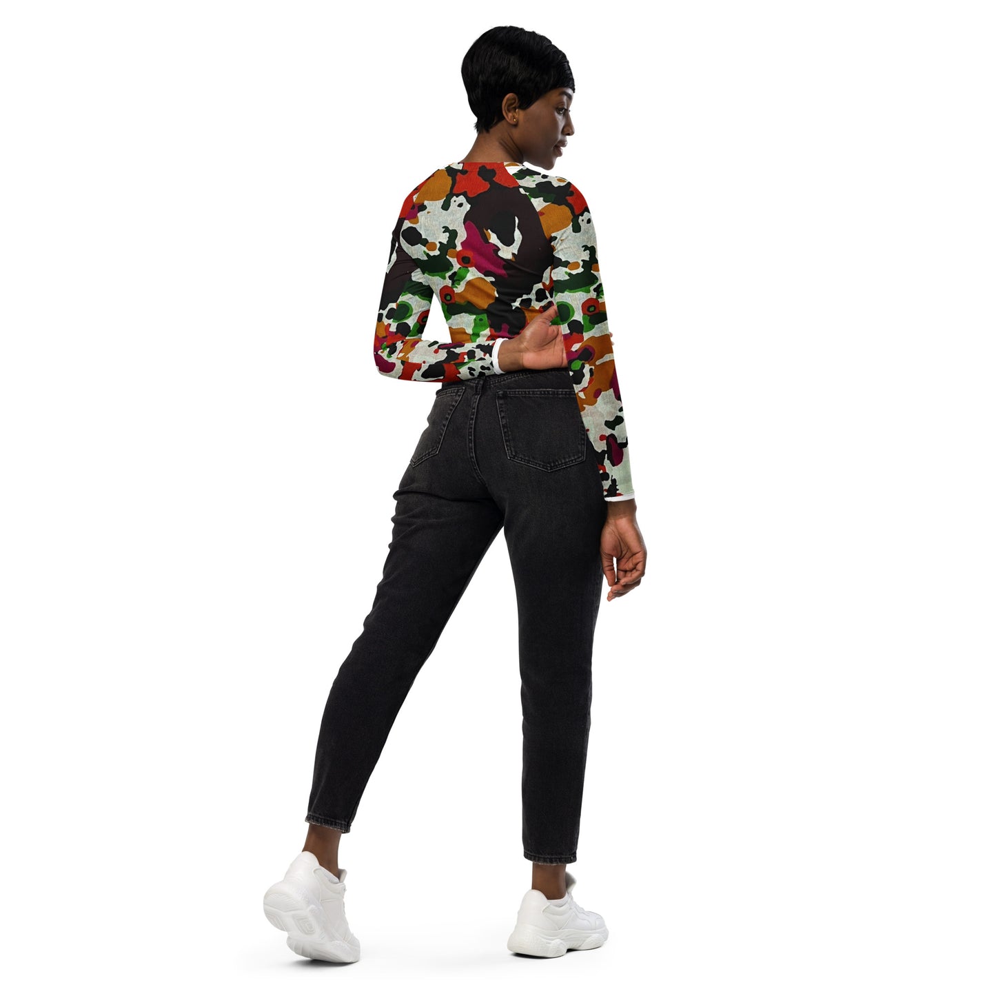 Multicolour Paint Long-Sleeve Crop Top