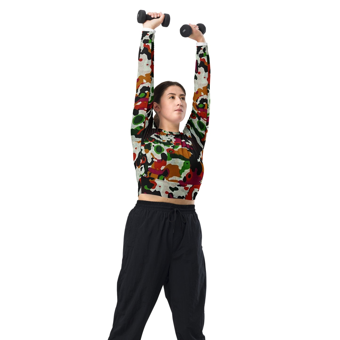 Multicolour Paint Long-Sleeve Crop Top