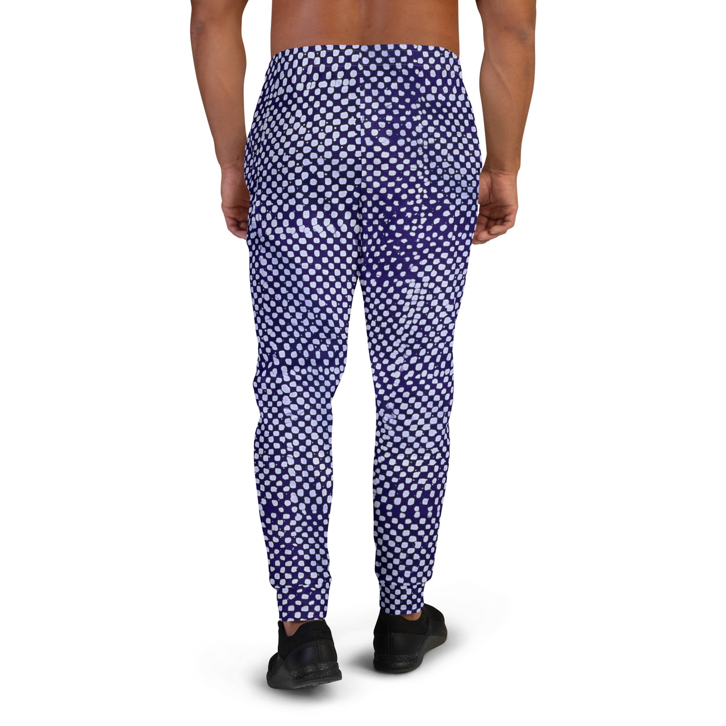 Purple And White Polka Dots Adire Men's Joggers