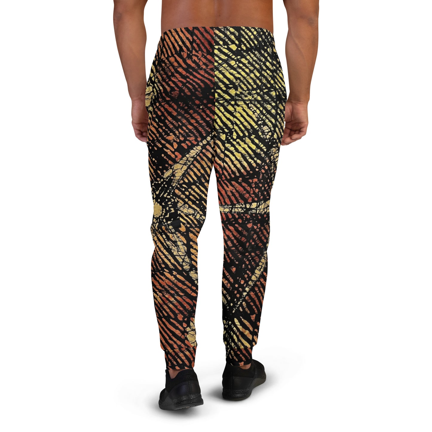 Yellow Orange Stripes Aztec Ankara Men's Joggers