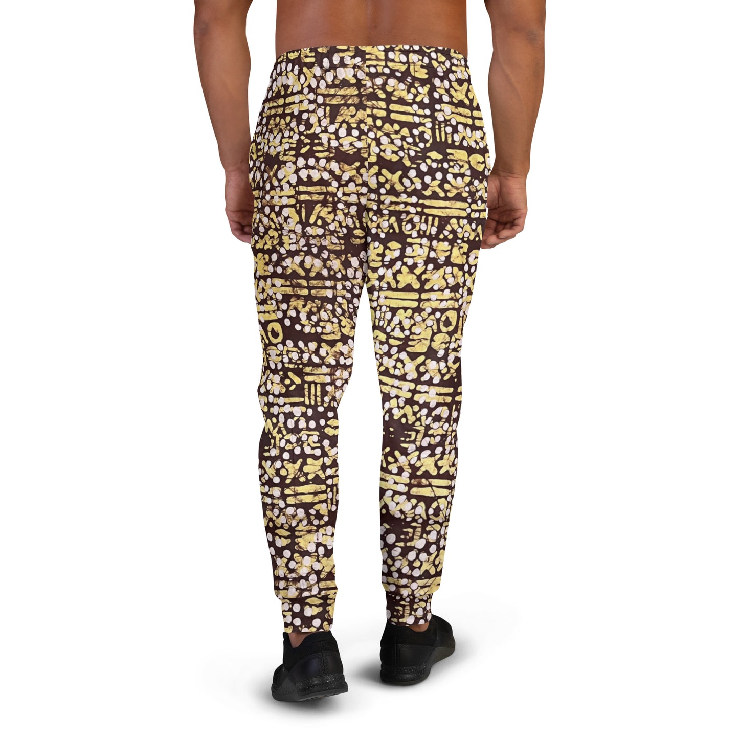 Yellow Brown Noughts And Crosses Adire Men's Joggers