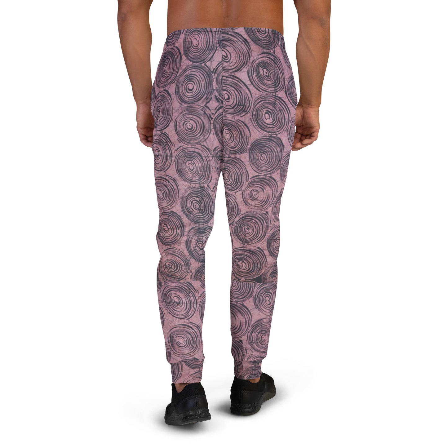 Pink And Black Swirl Adire Men's Joggers