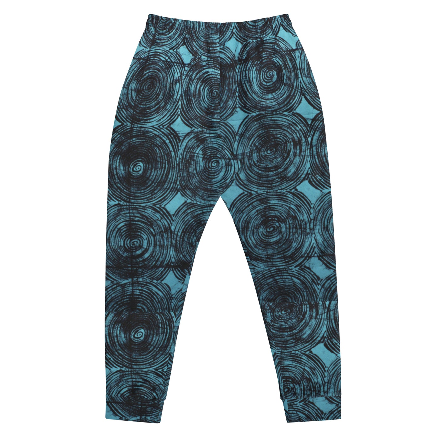 Turquoise And Black Swirl Adire Men's Joggers