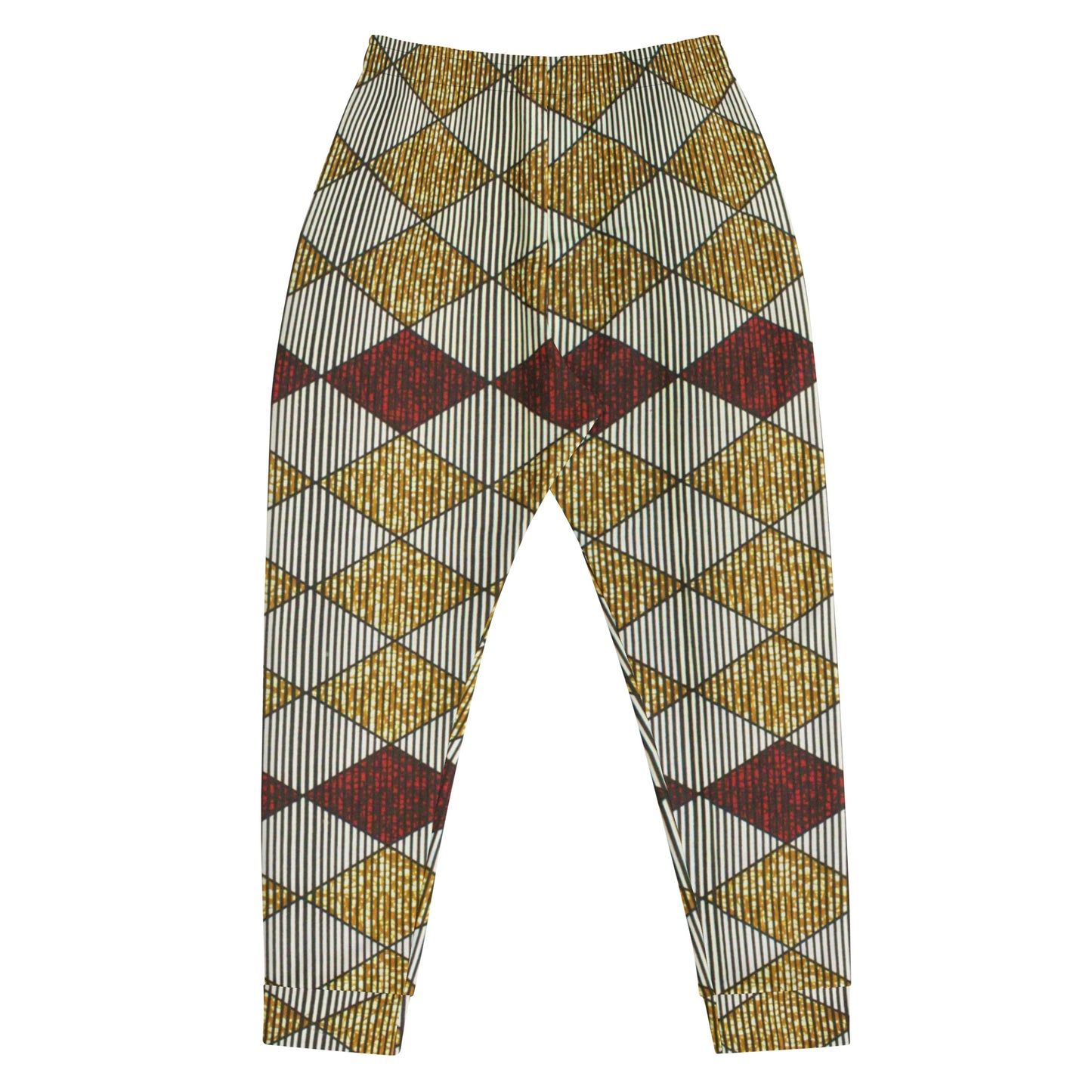 Burgundy Gold Diamond Ankara Men's Joggers