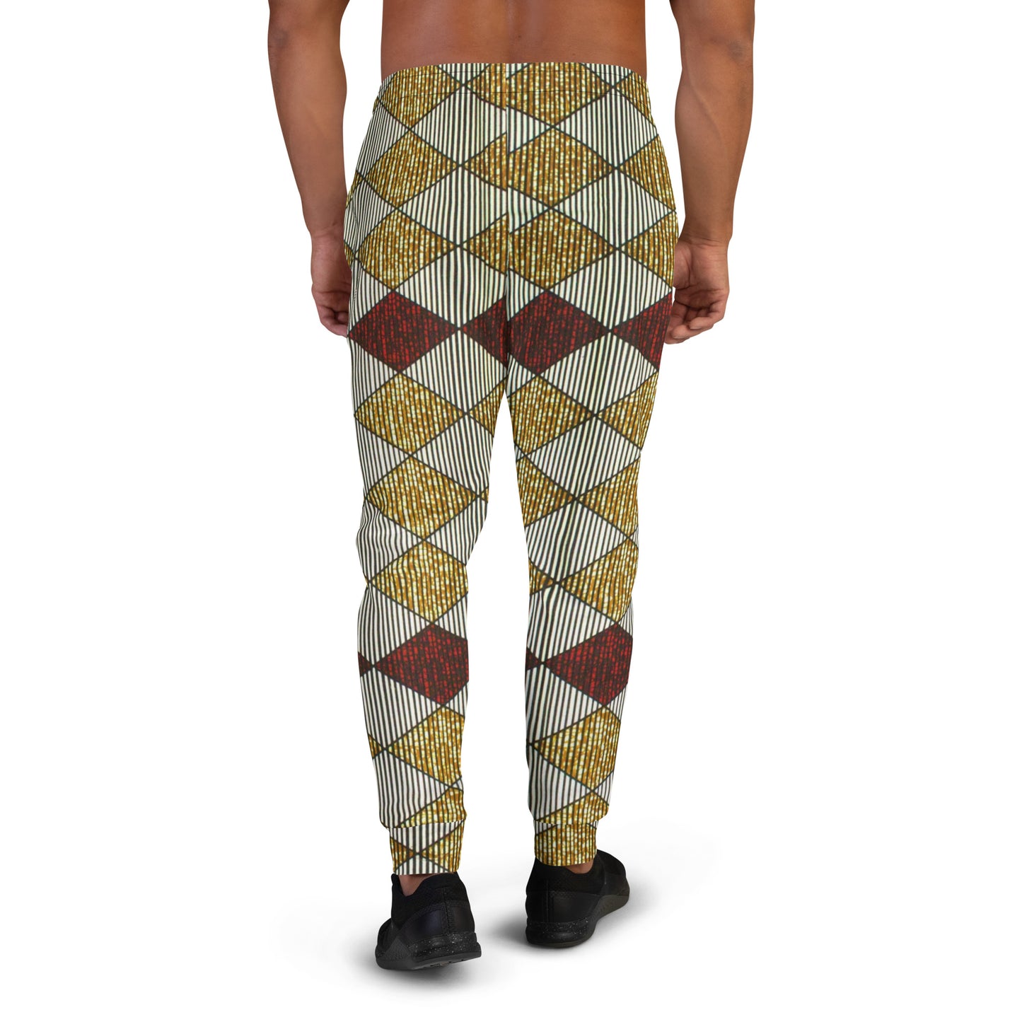 Burgundy Gold Diamond Ankara Men's Joggers