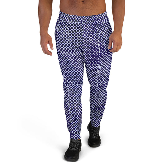 Purple And White Polka Dots Adire Men's Joggers