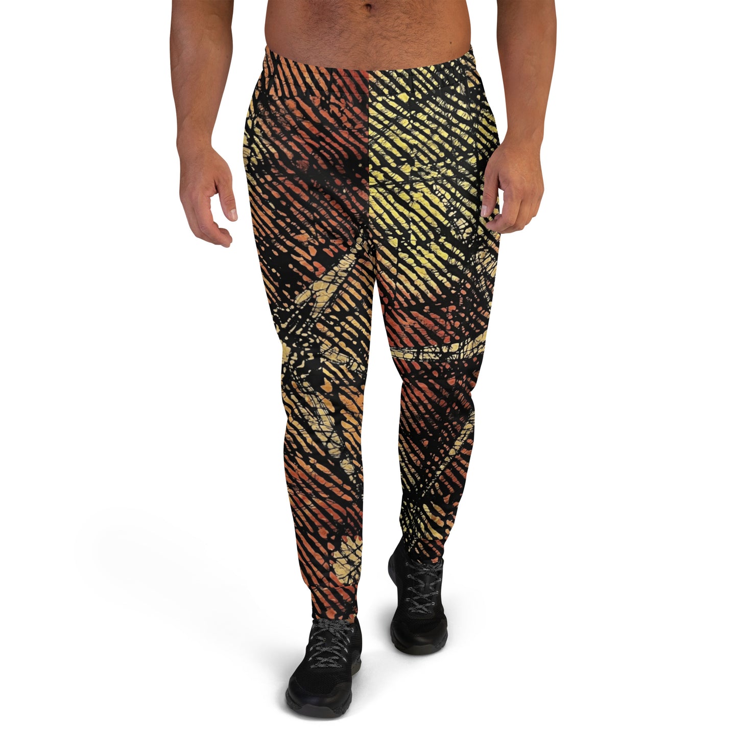 Yellow Orange Stripes Aztec Ankara Men's Joggers