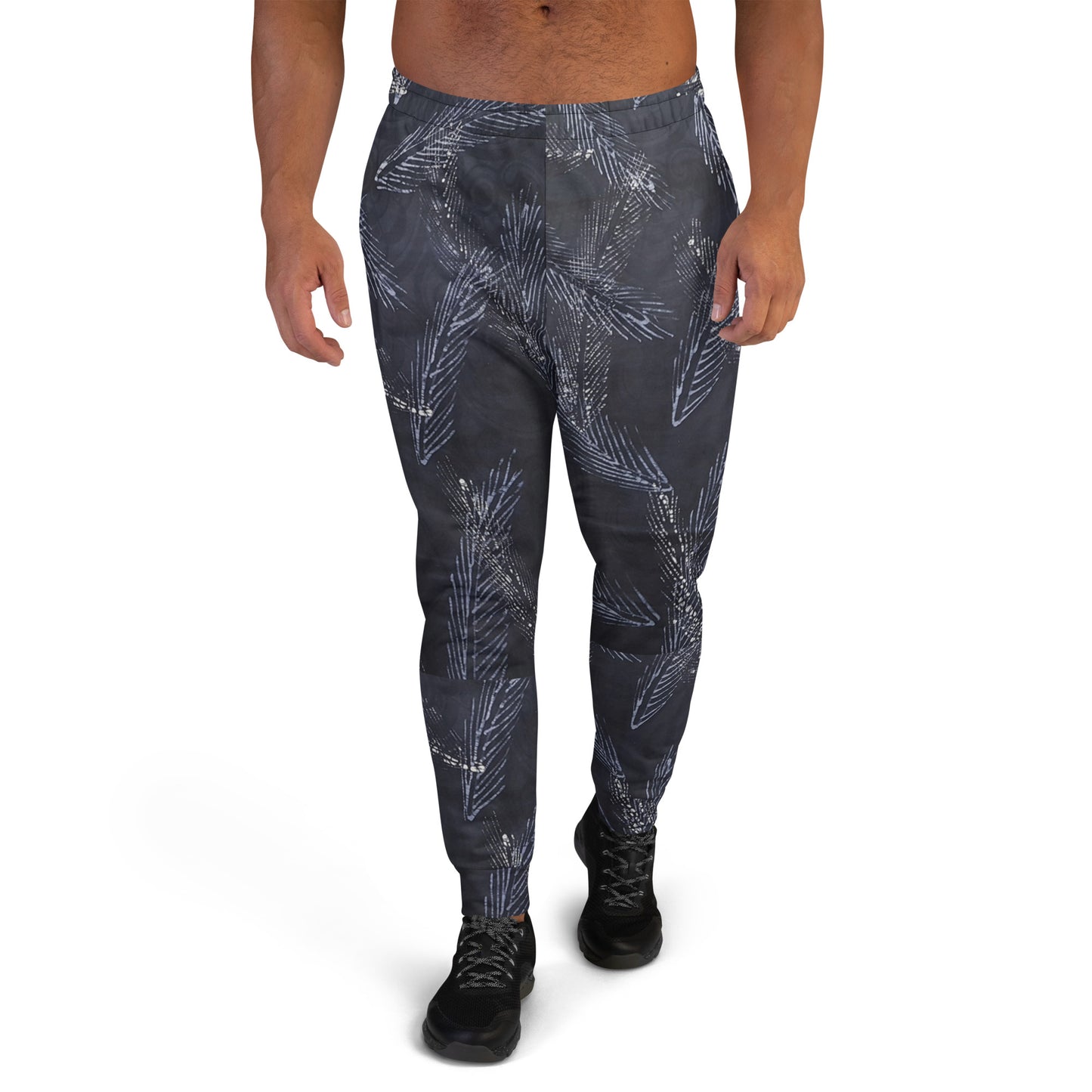 Dark Blue Leaf Adire Men's Joggers