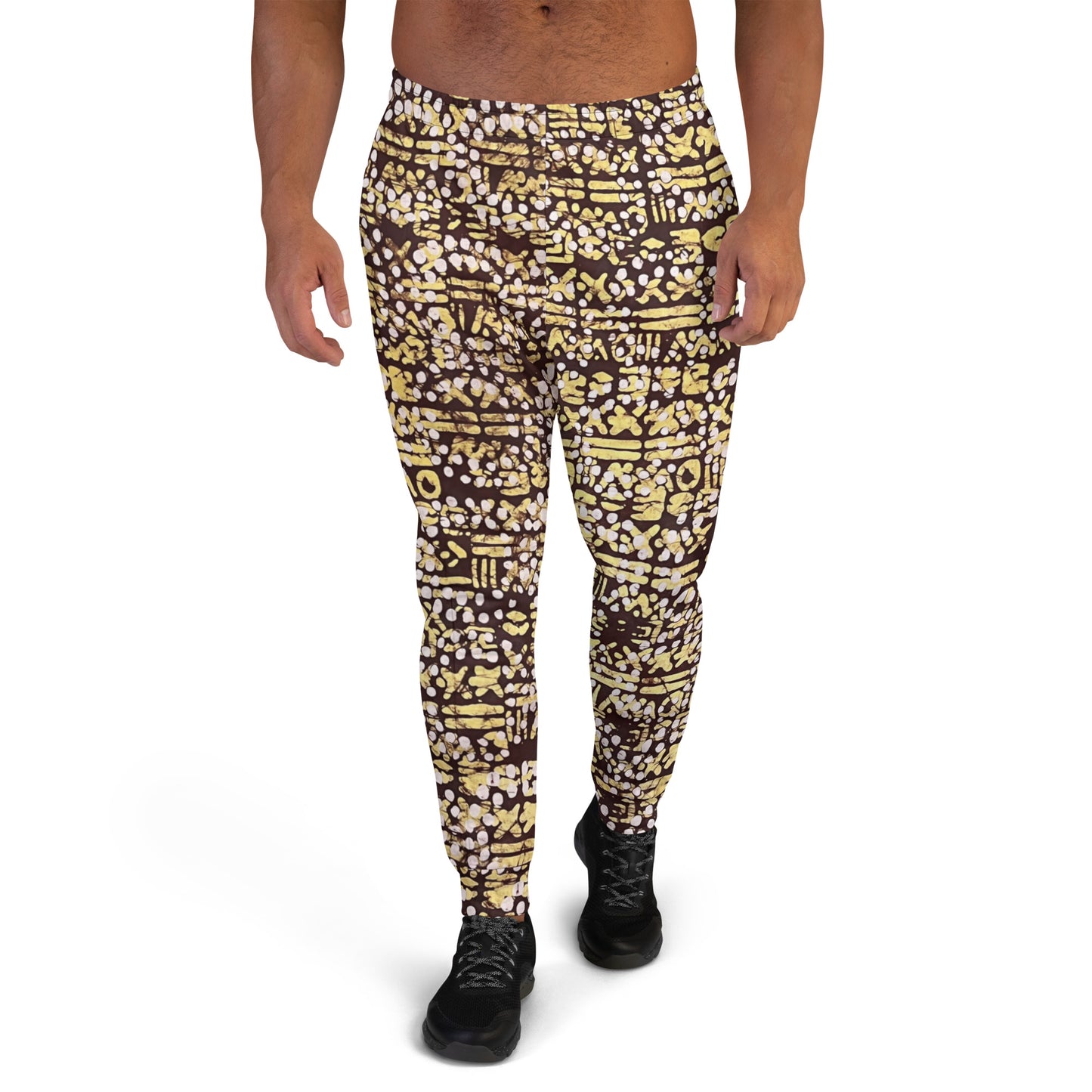 Yellow Brown Noughts And Crosses Adire Men's Joggers