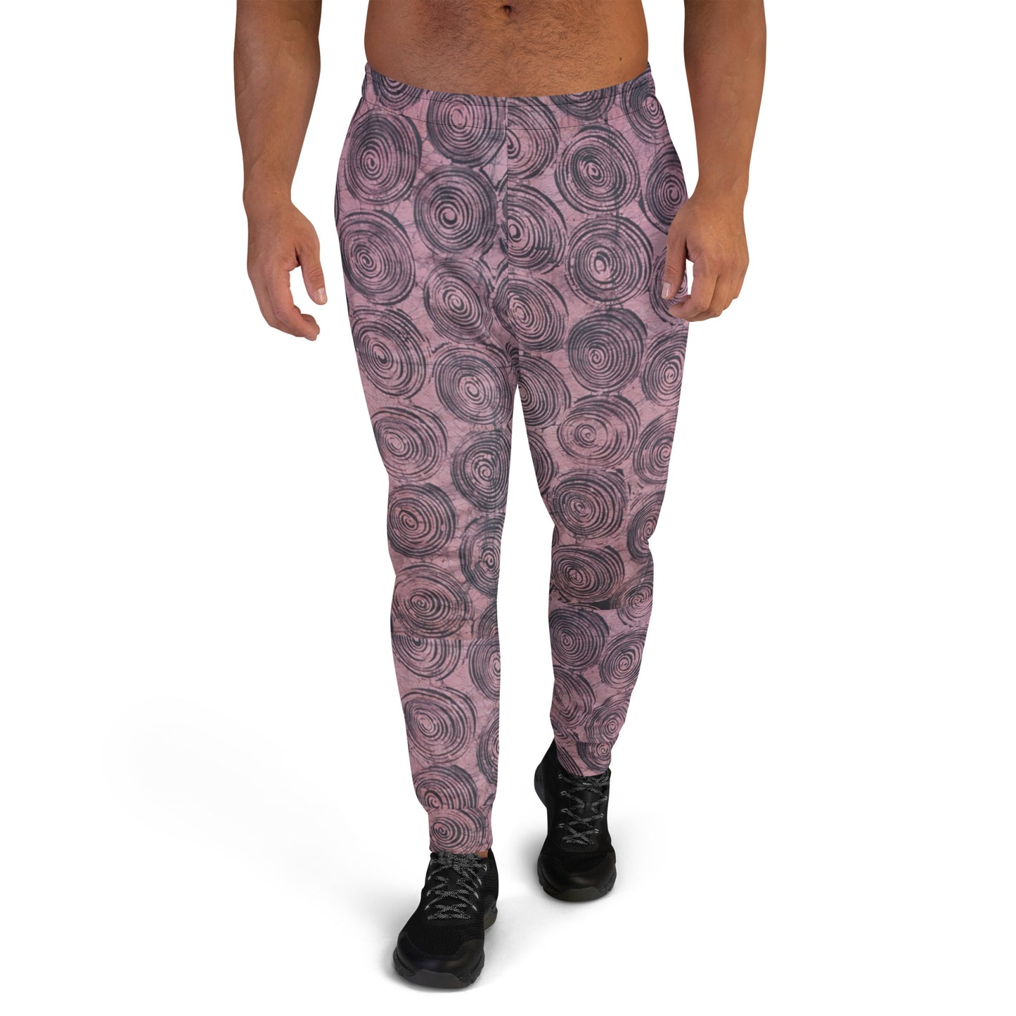 Pink And Black Swirl Adire Men's Joggers