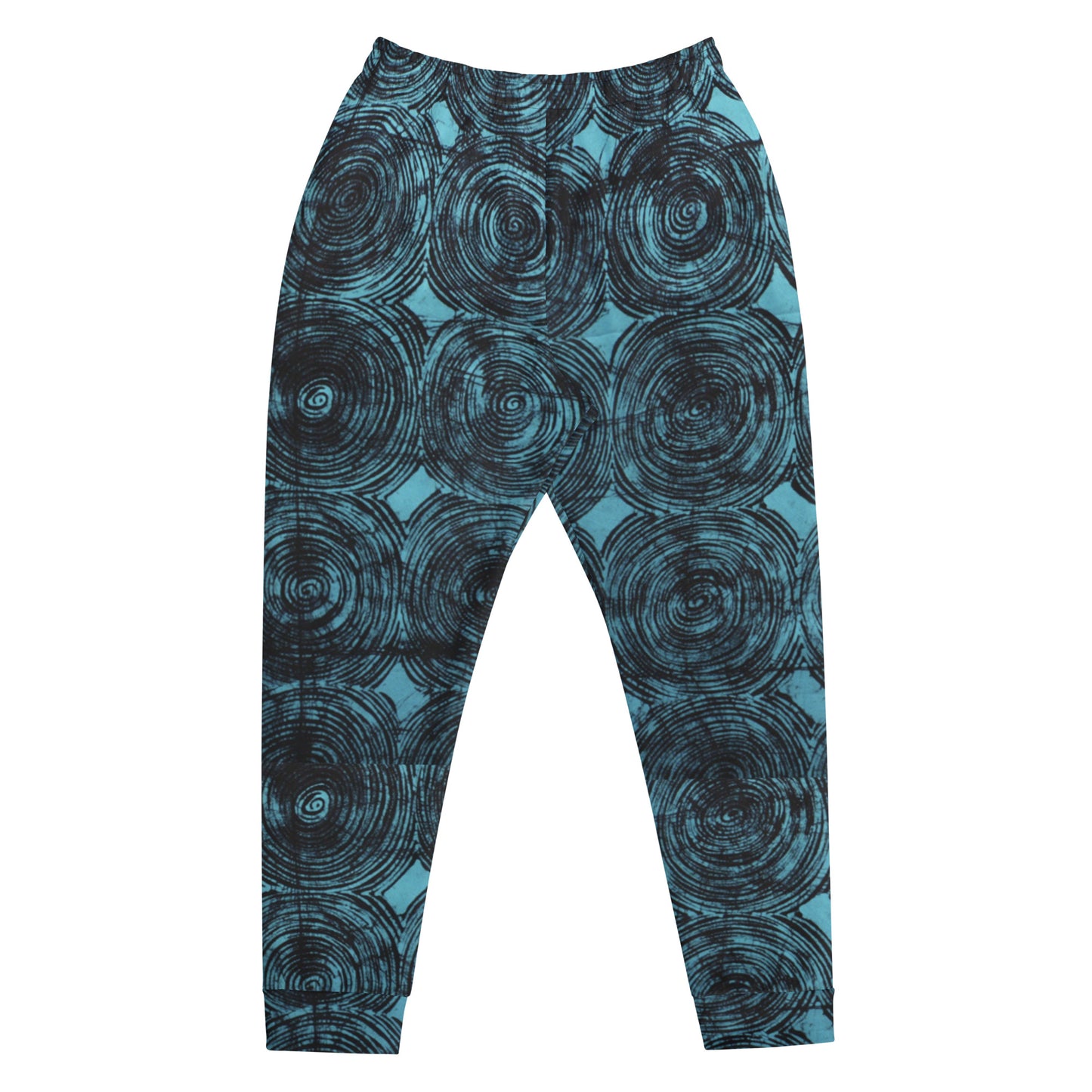 Turquoise And Black Swirl Adire Men's Joggers