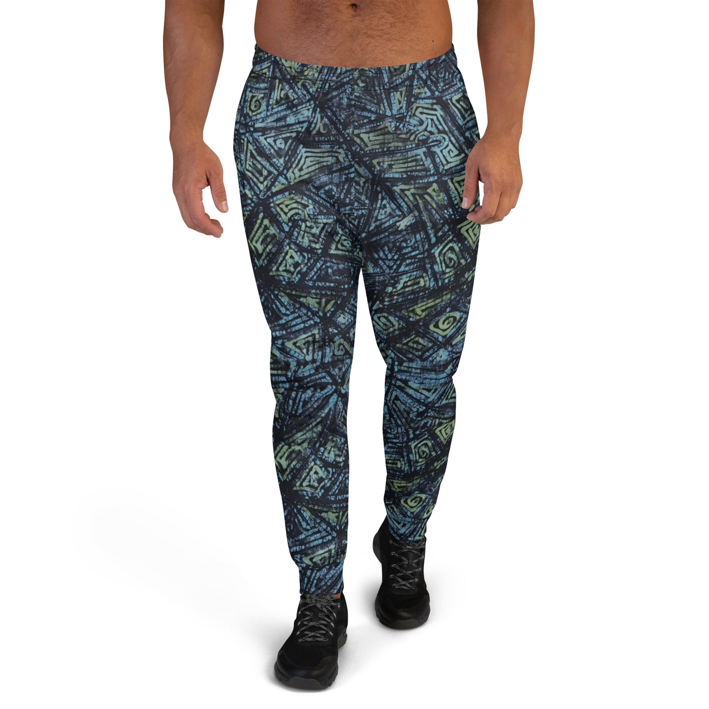 Indigo Green Turquoise Adire Men's Joggers