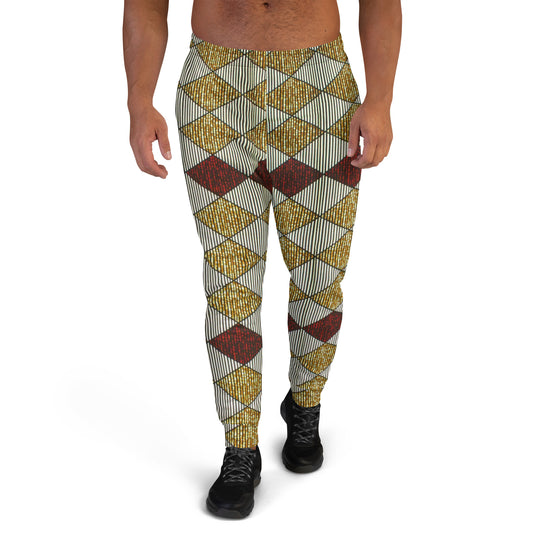 Burgundy Gold Diamond Ankara Men's Joggers