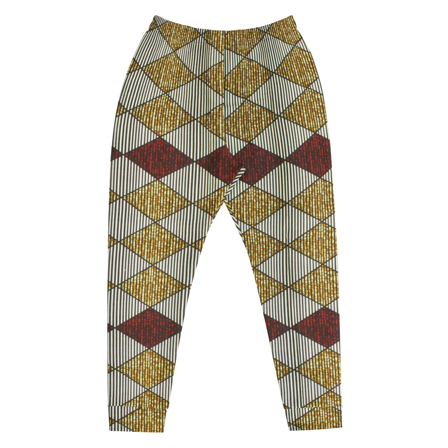 Burgundy Gold Diamond Ankara Men's Joggers