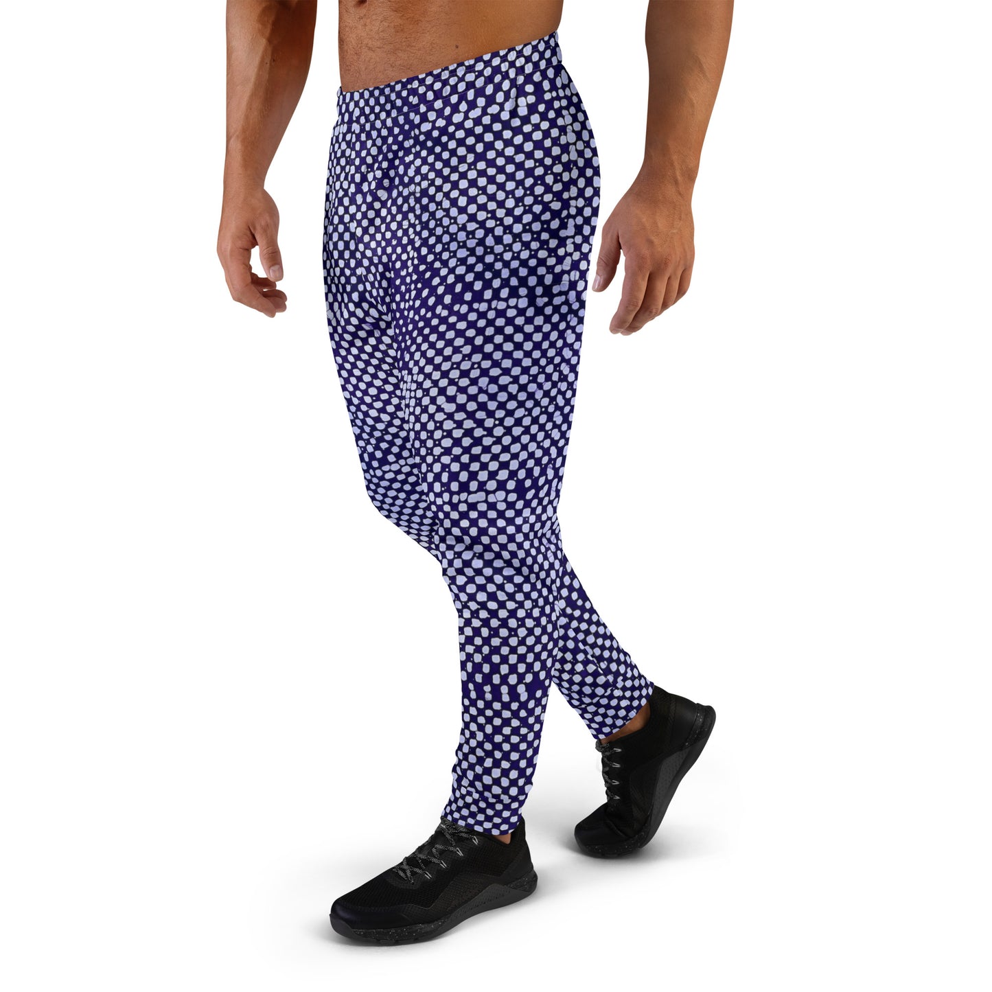 Purple And White Polka Dots Adire Men's Joggers