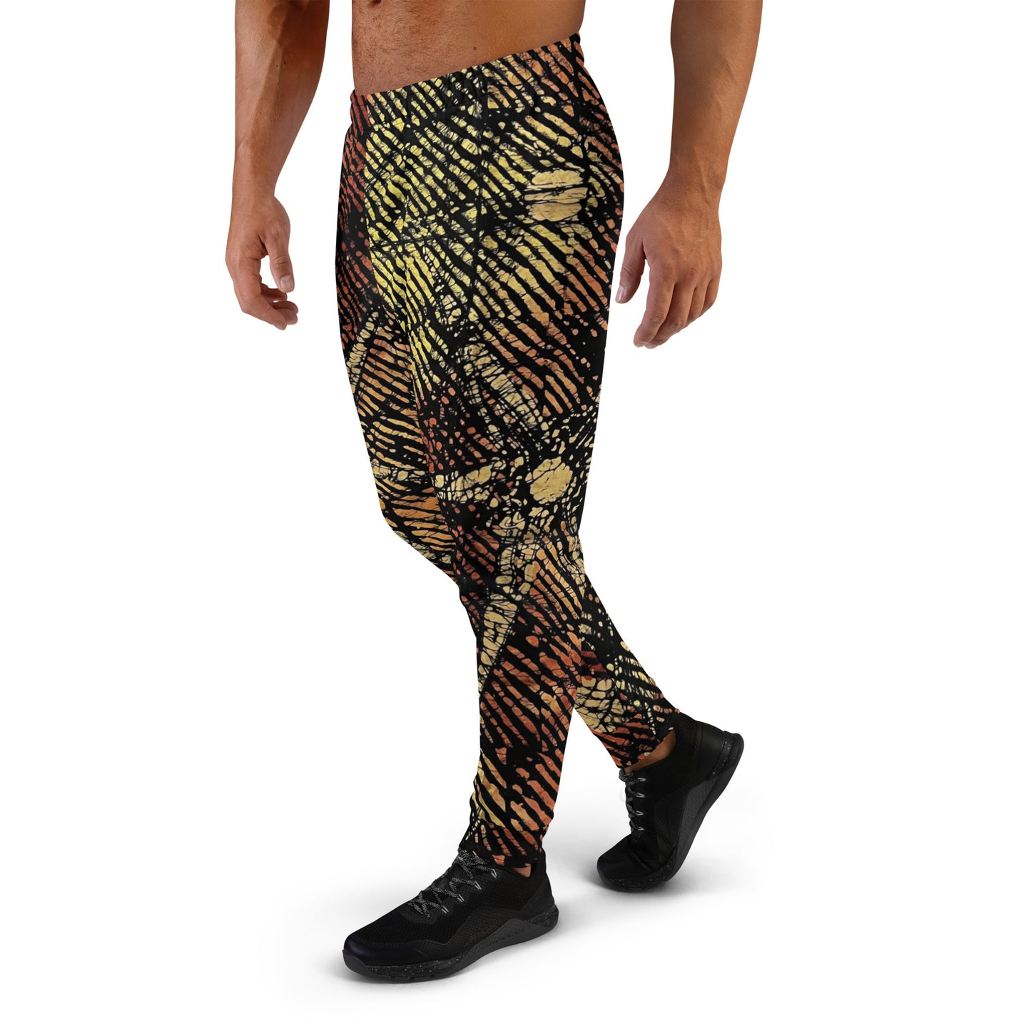 Yellow Orange Stripes Aztec Ankara Men's Joggers