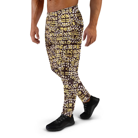 Yellow Brown Noughts And Crosses Adire Men's Joggers