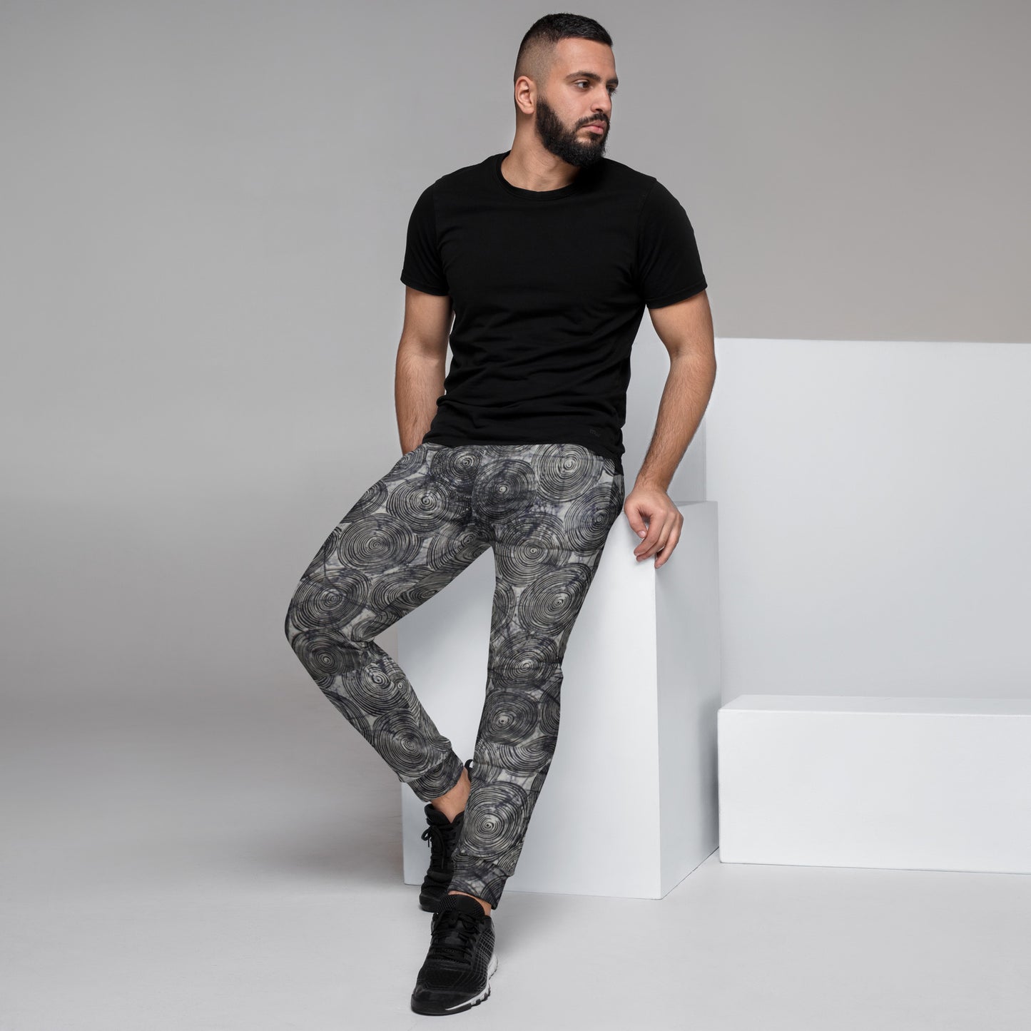 Black Swirls Adire Men's Joggers