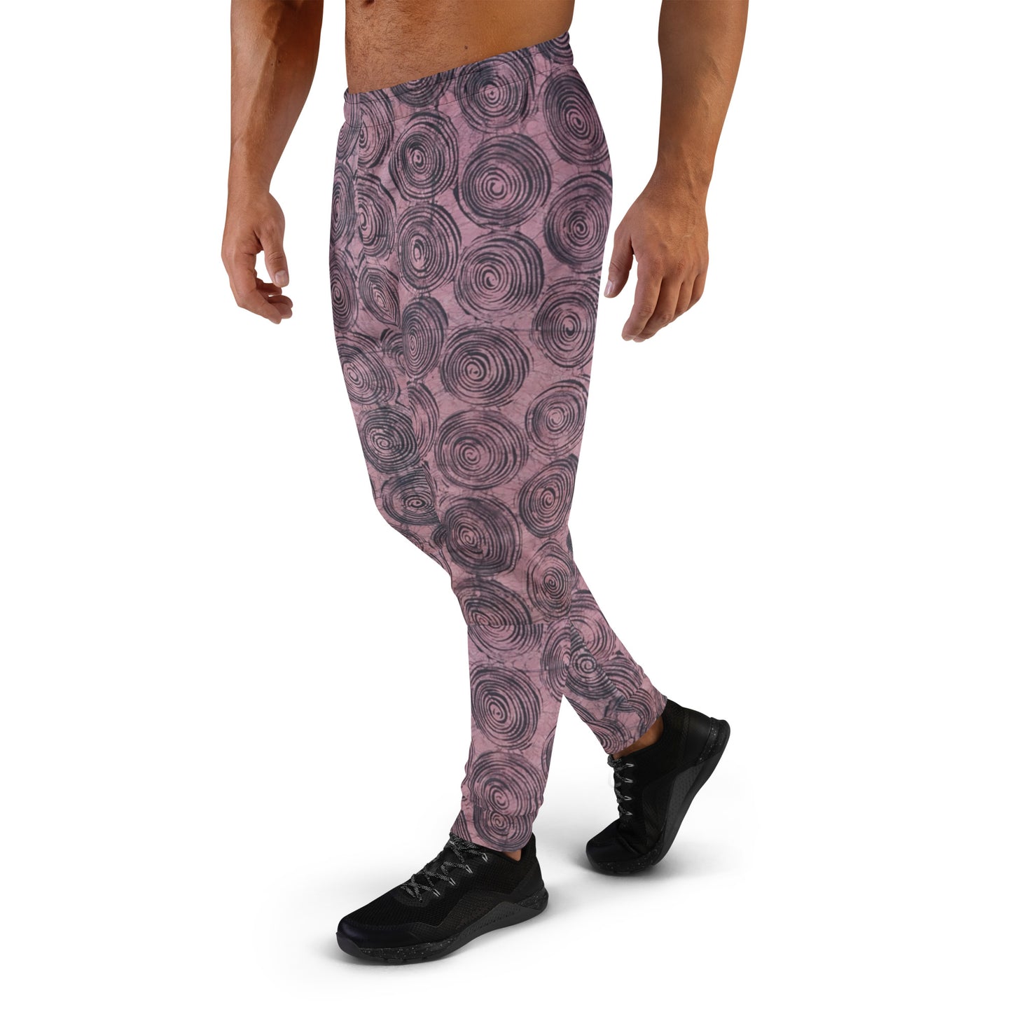 Pink And Black Swirl Adire Men's Joggers