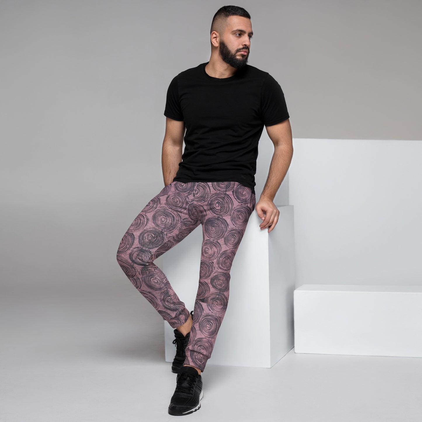 Pink And Black Swirl Adire Men's Joggers