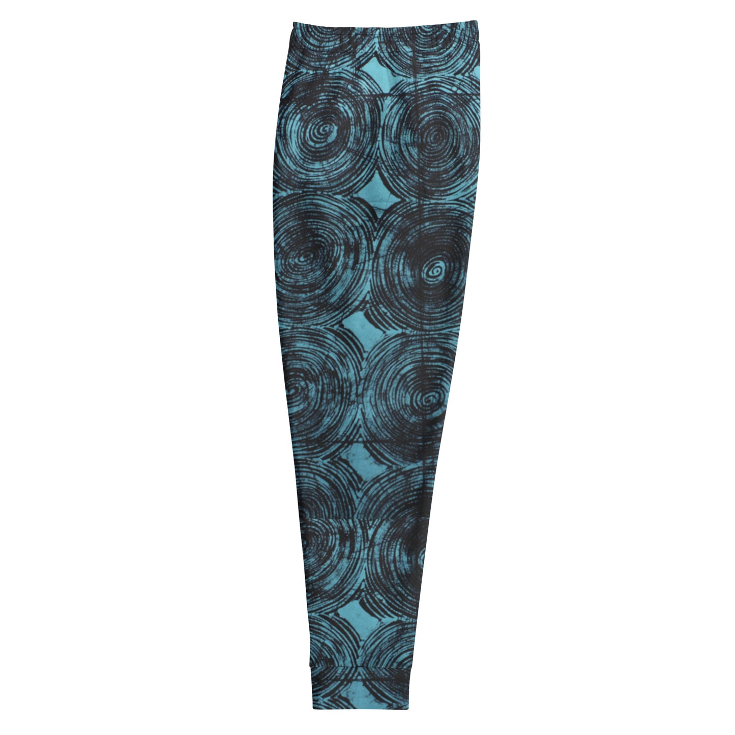 Turquoise And Black Swirl Adire Men's Joggers