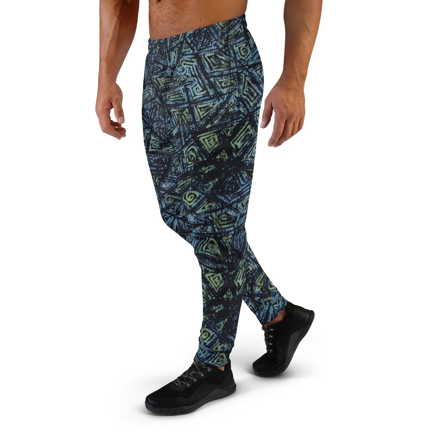 Indigo Green Turquoise Adire Men's Joggers