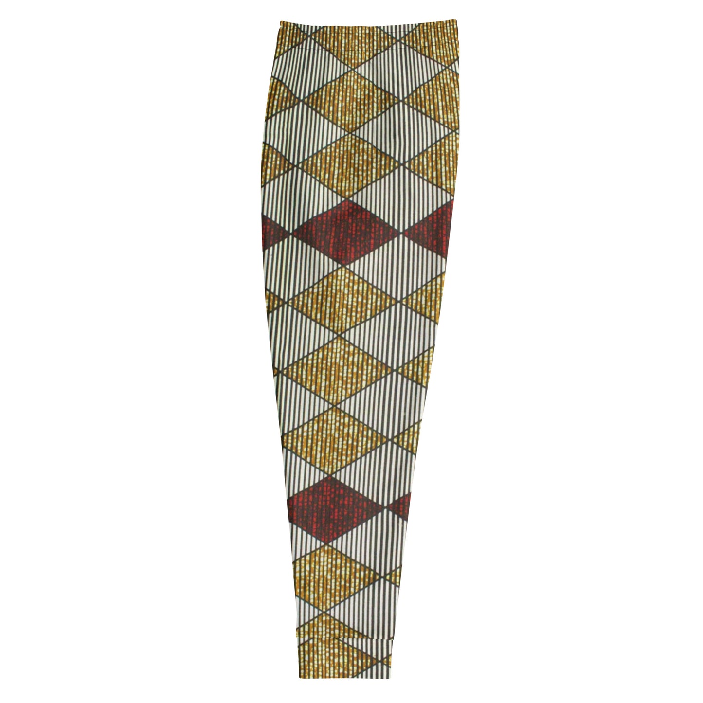 Burgundy Gold Diamond Ankara Men's Joggers