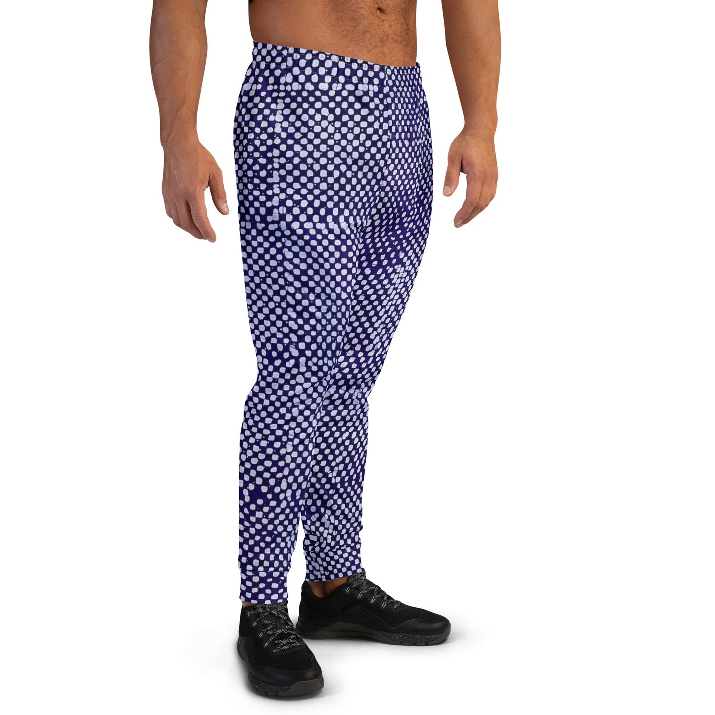 Purple And White Polka Dots Adire Men's Joggers