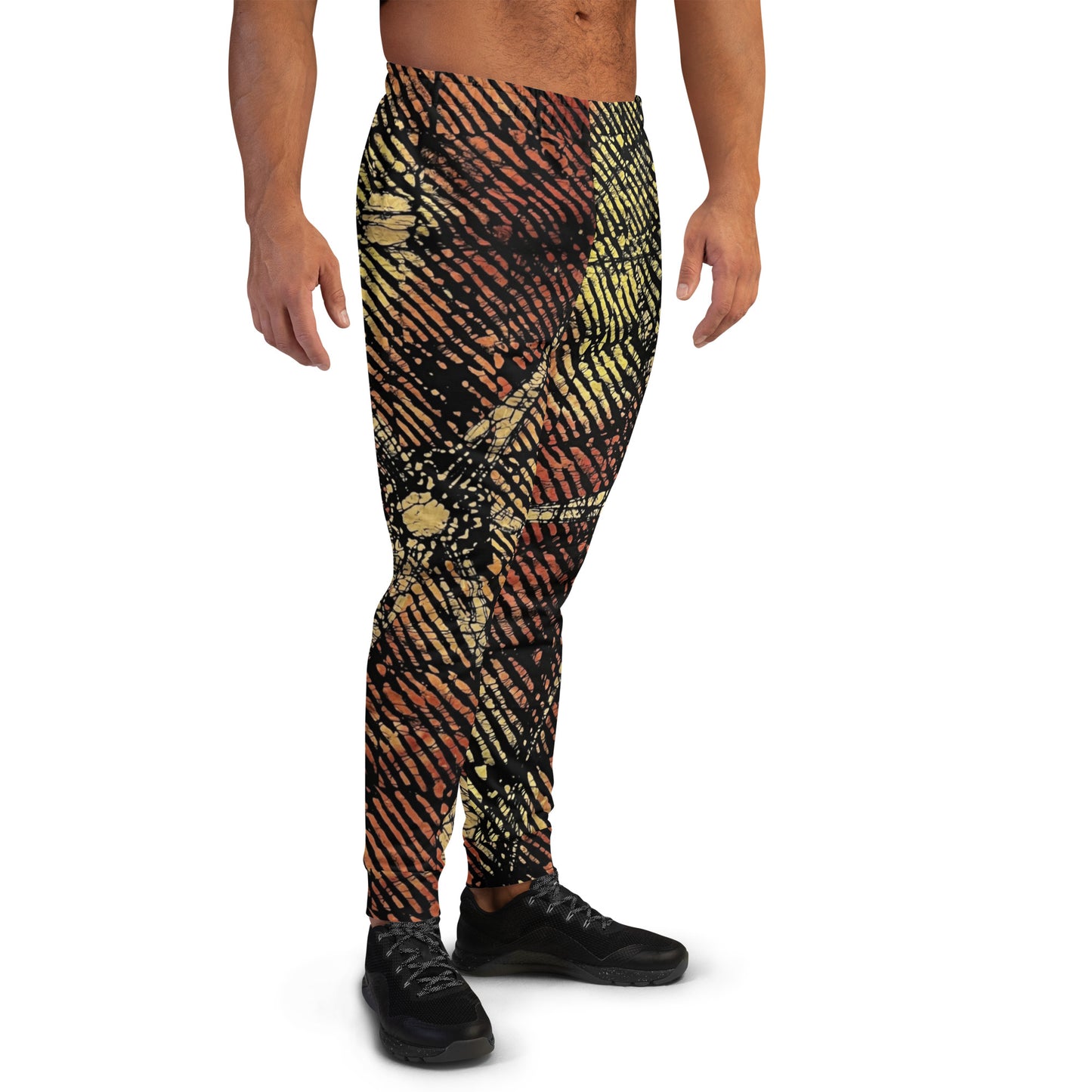 Yellow Orange Stripes Aztec Ankara Men's Joggers