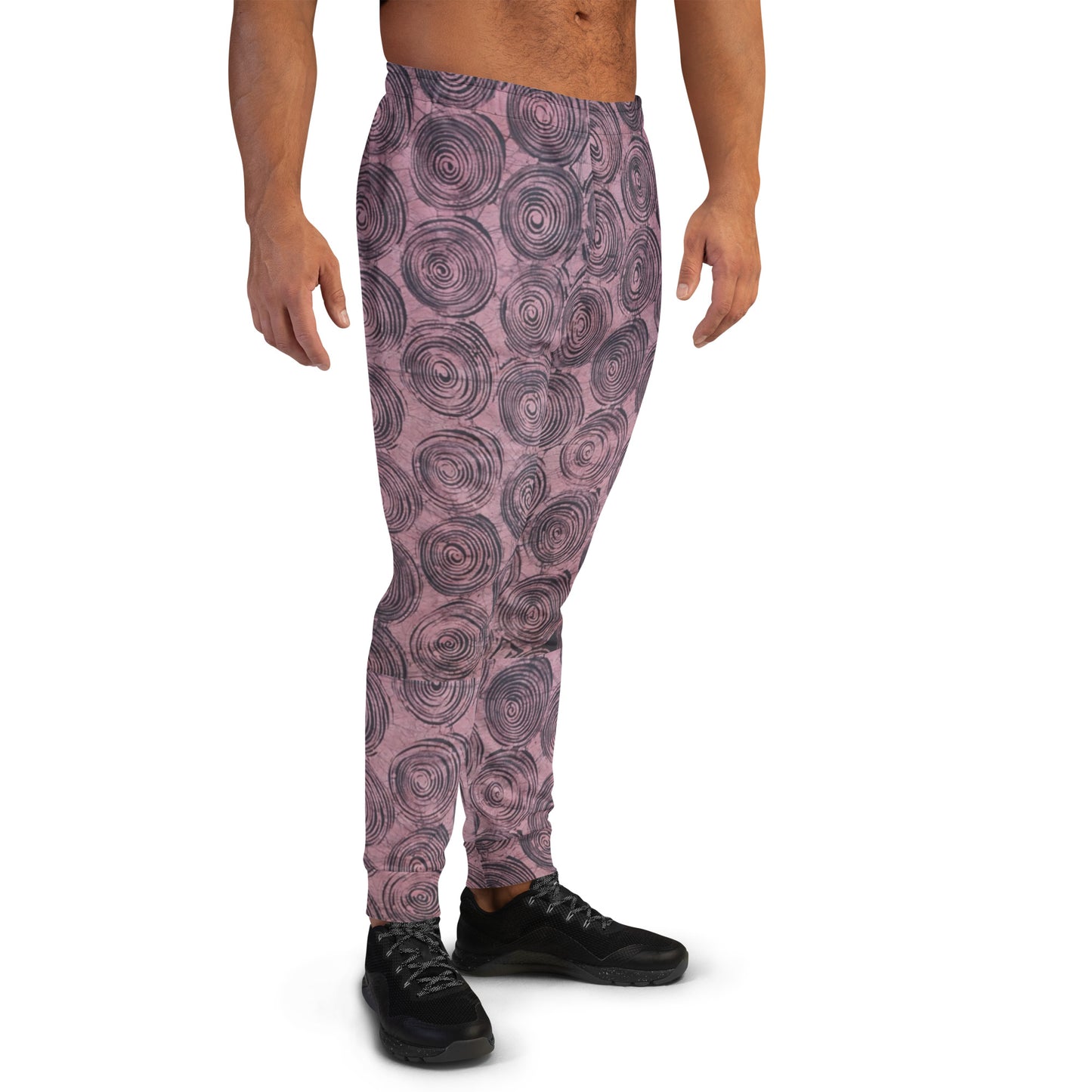 Pink And Black Swirl Adire Men's Joggers