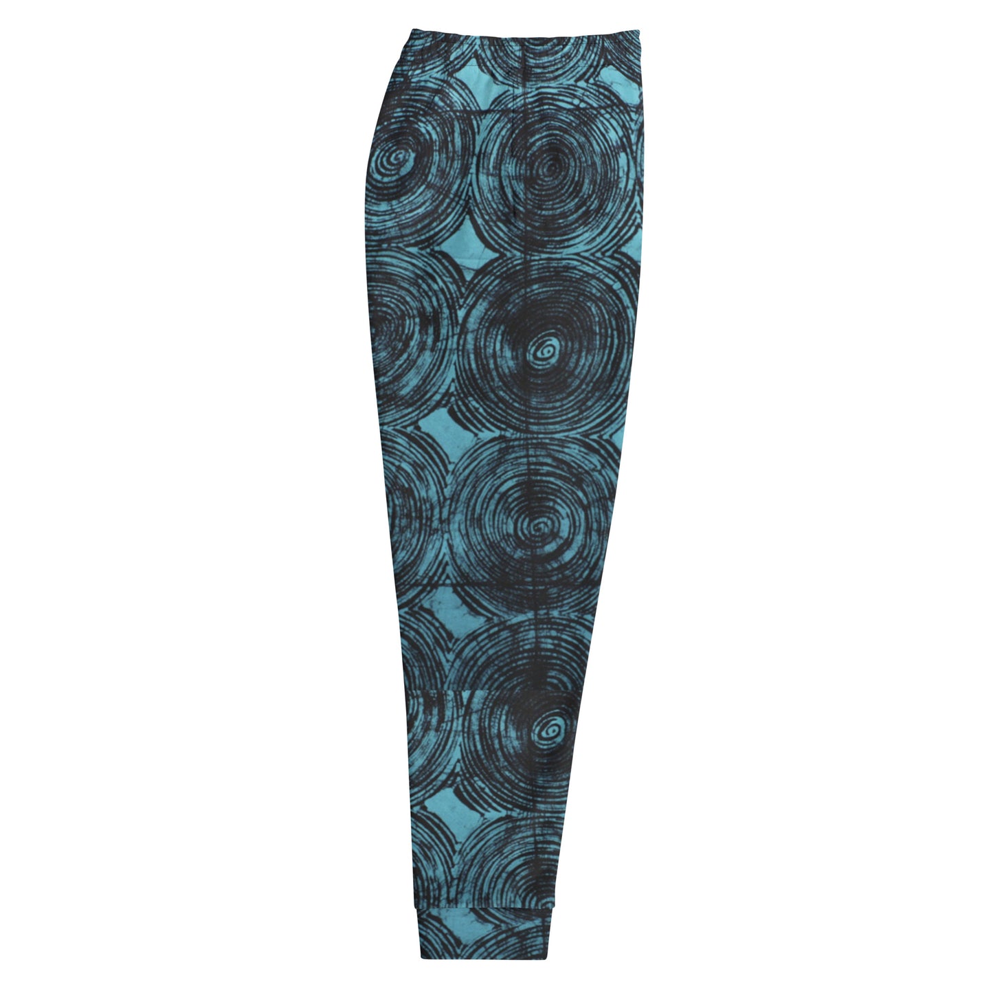 Turquoise And Black Swirl Adire Men's Joggers