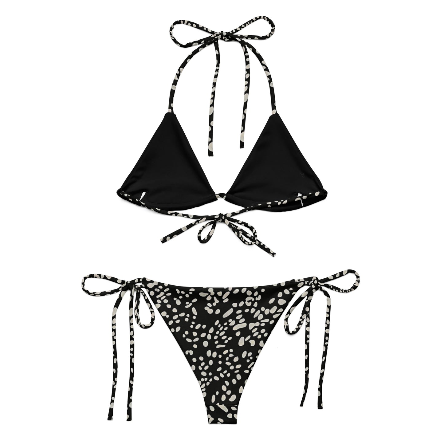 White Dots Adire String Bikini