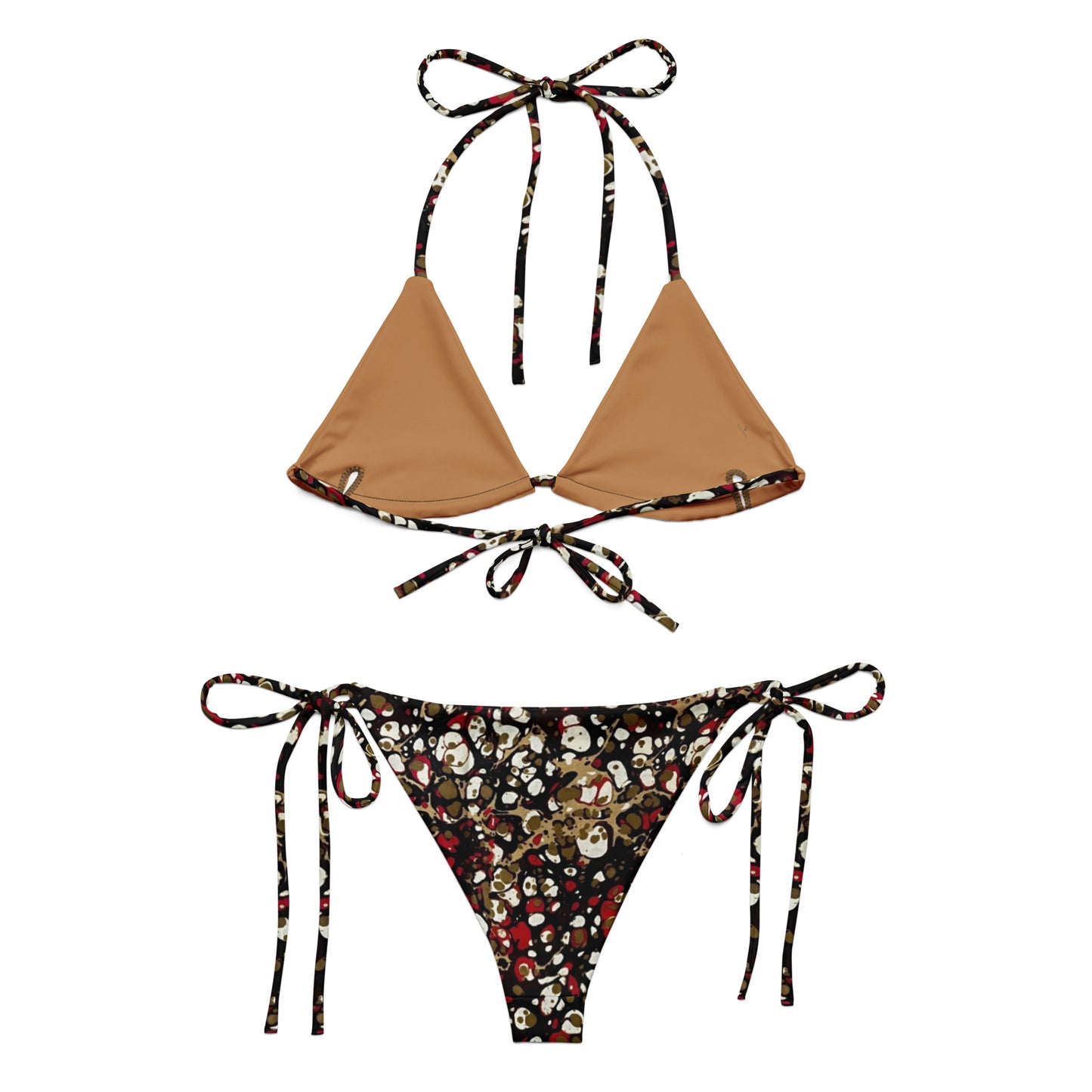 Red Abstract Adire String Bikini