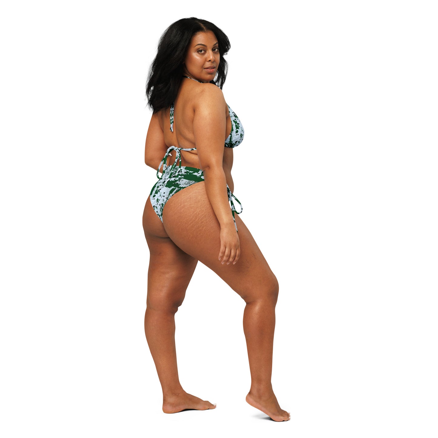 Green Camo Adire String Bikini