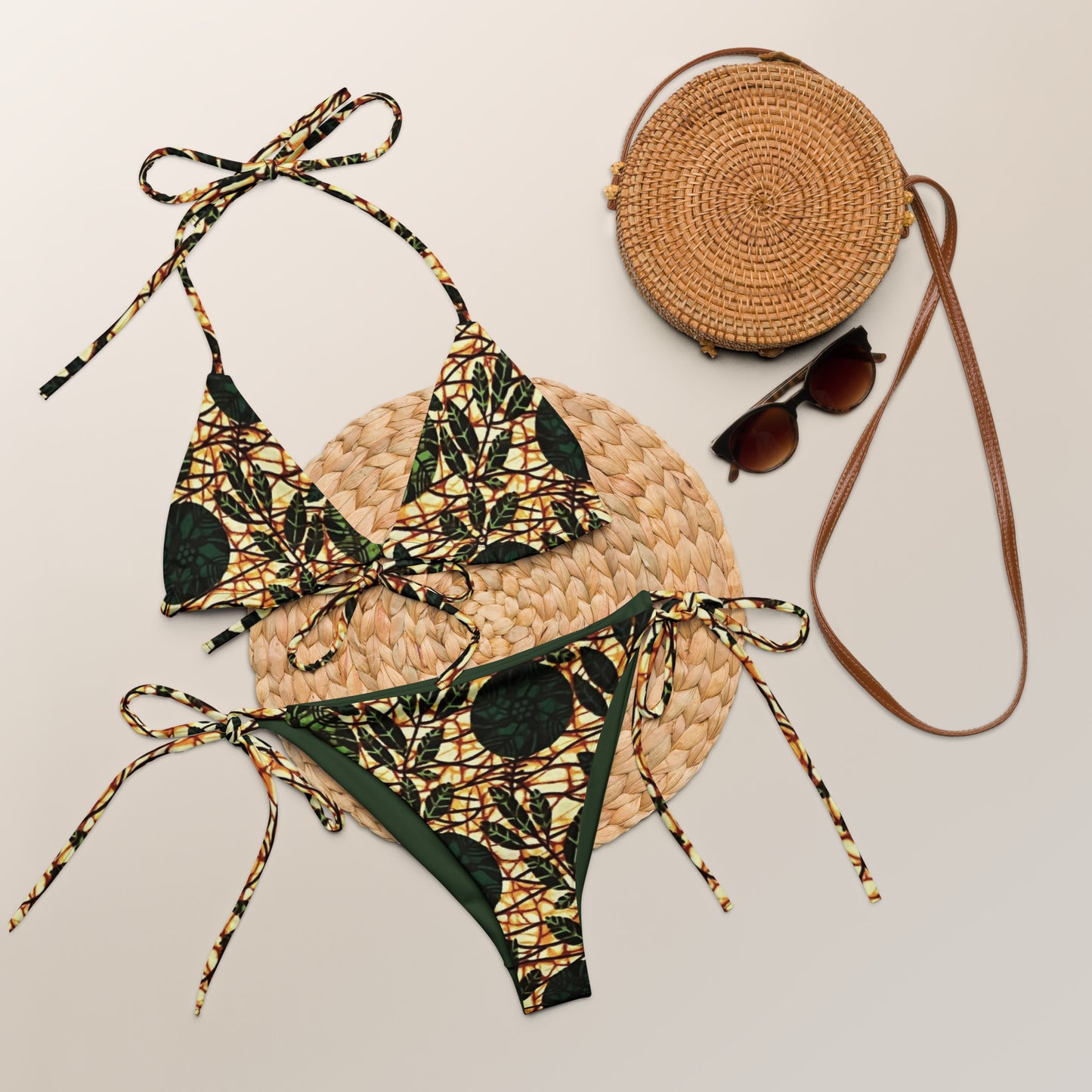 Green Leaf Wine Ankara String Bikini