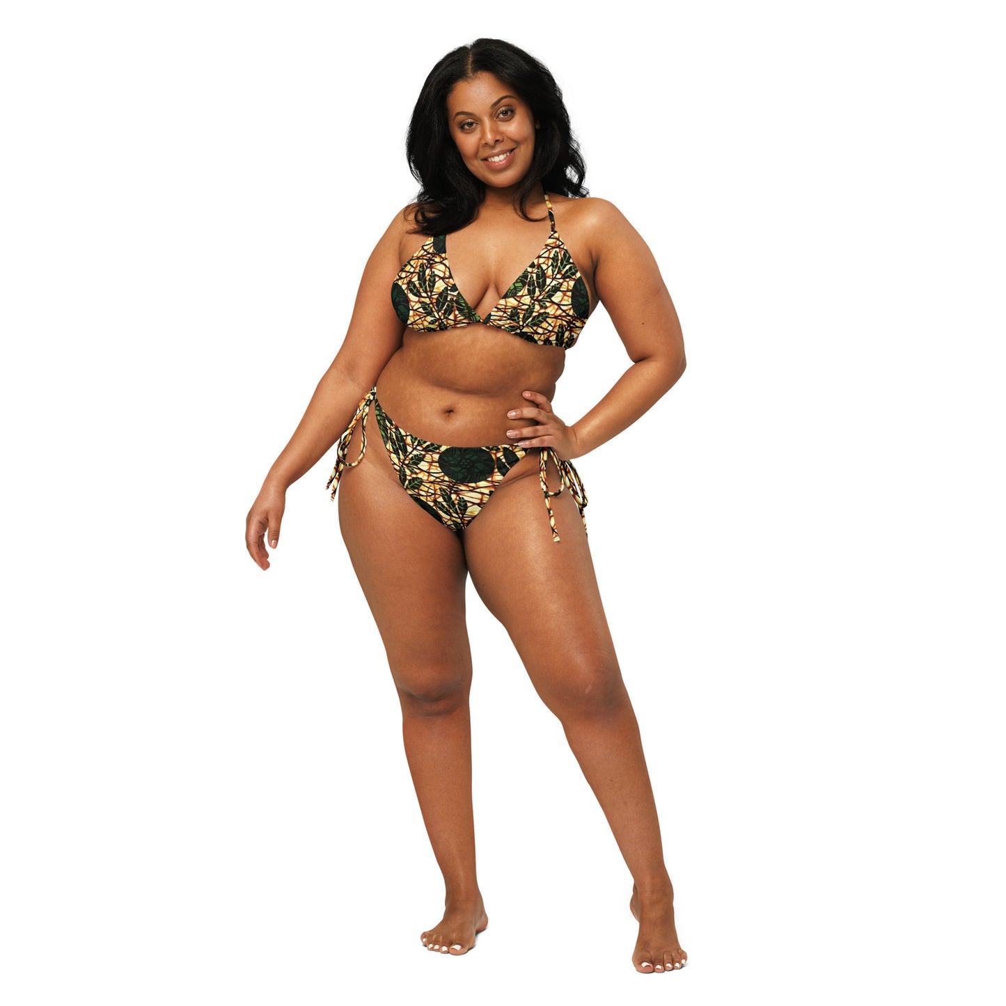 Green Leaf Wine Ankara String Bikini