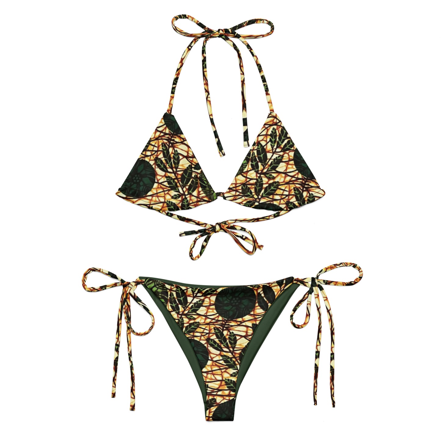 Green Leaf Wine Ankara String Bikini