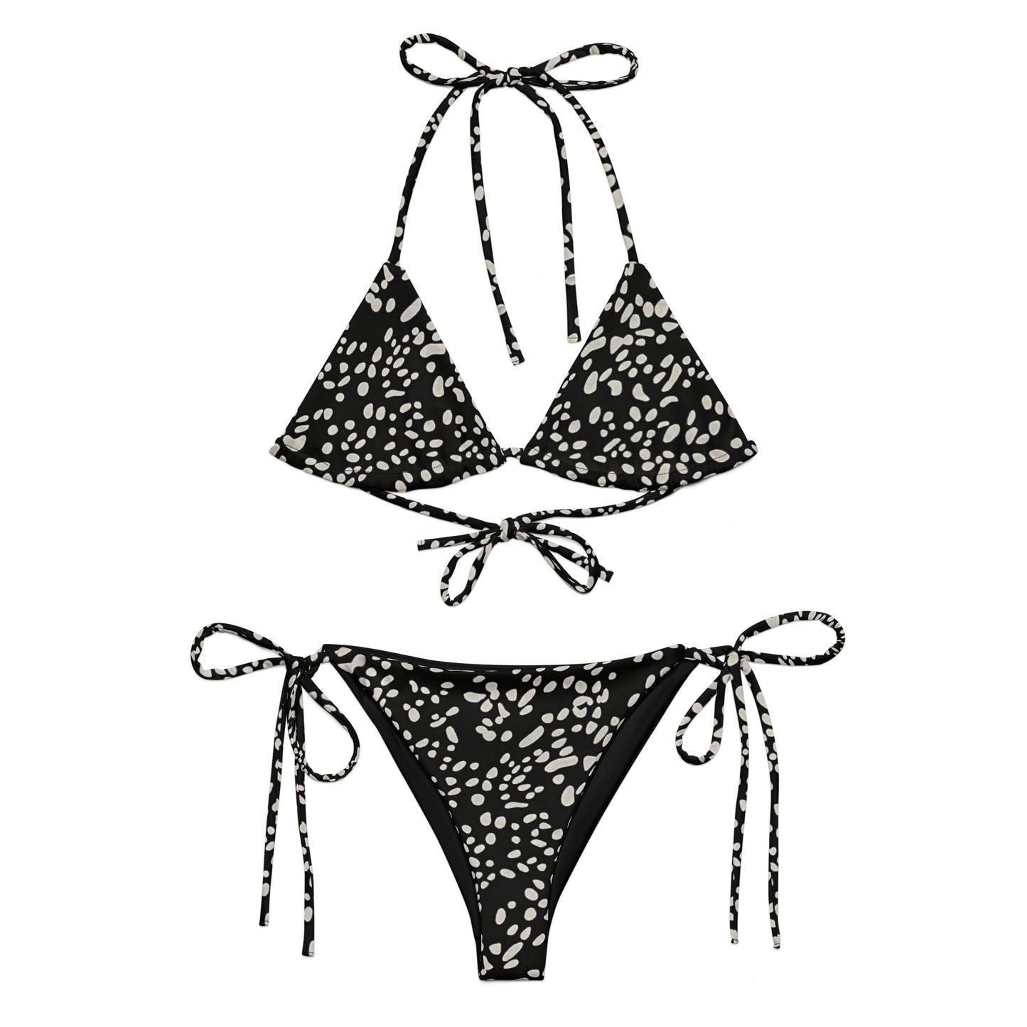 White Dots Adire String Bikini