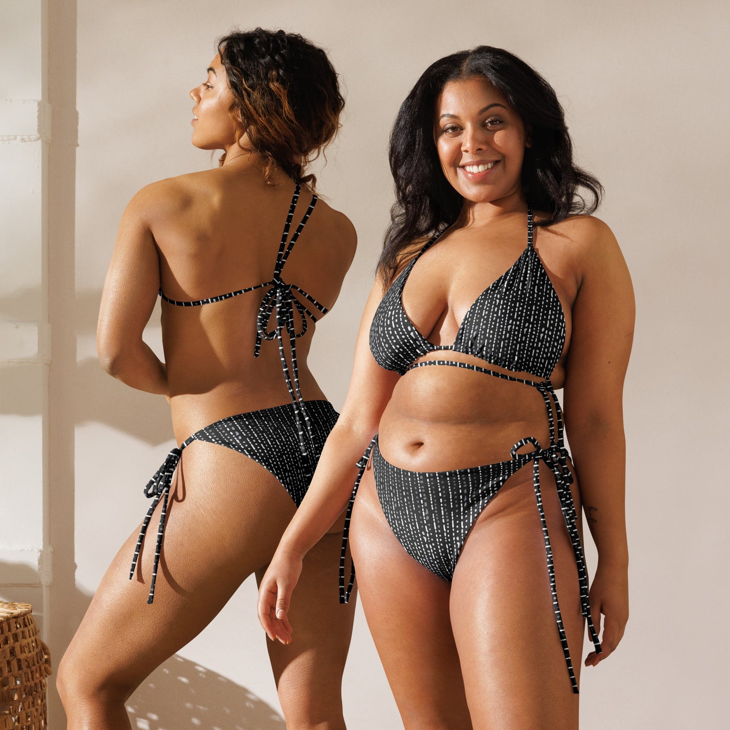 Grey Stripe Adire String Bikini