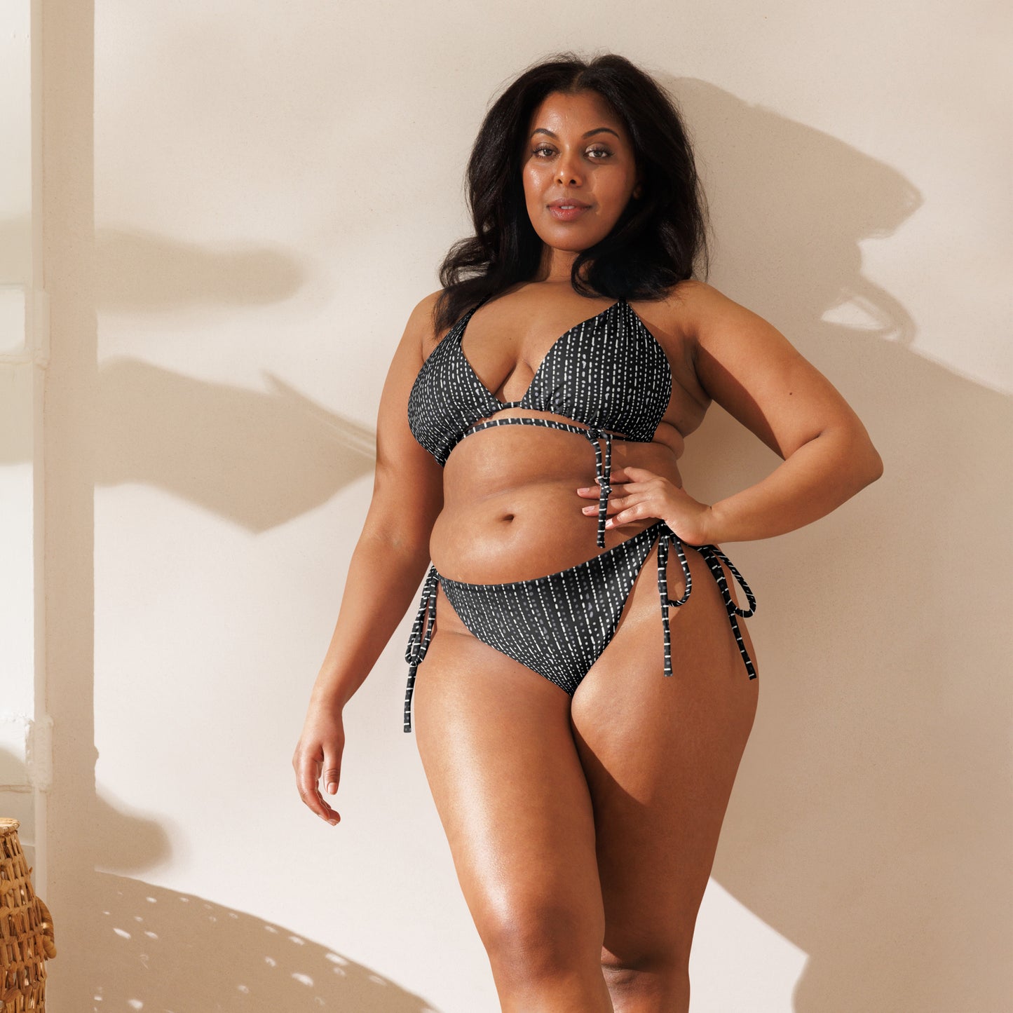 Grey Stripe Adire String Bikini