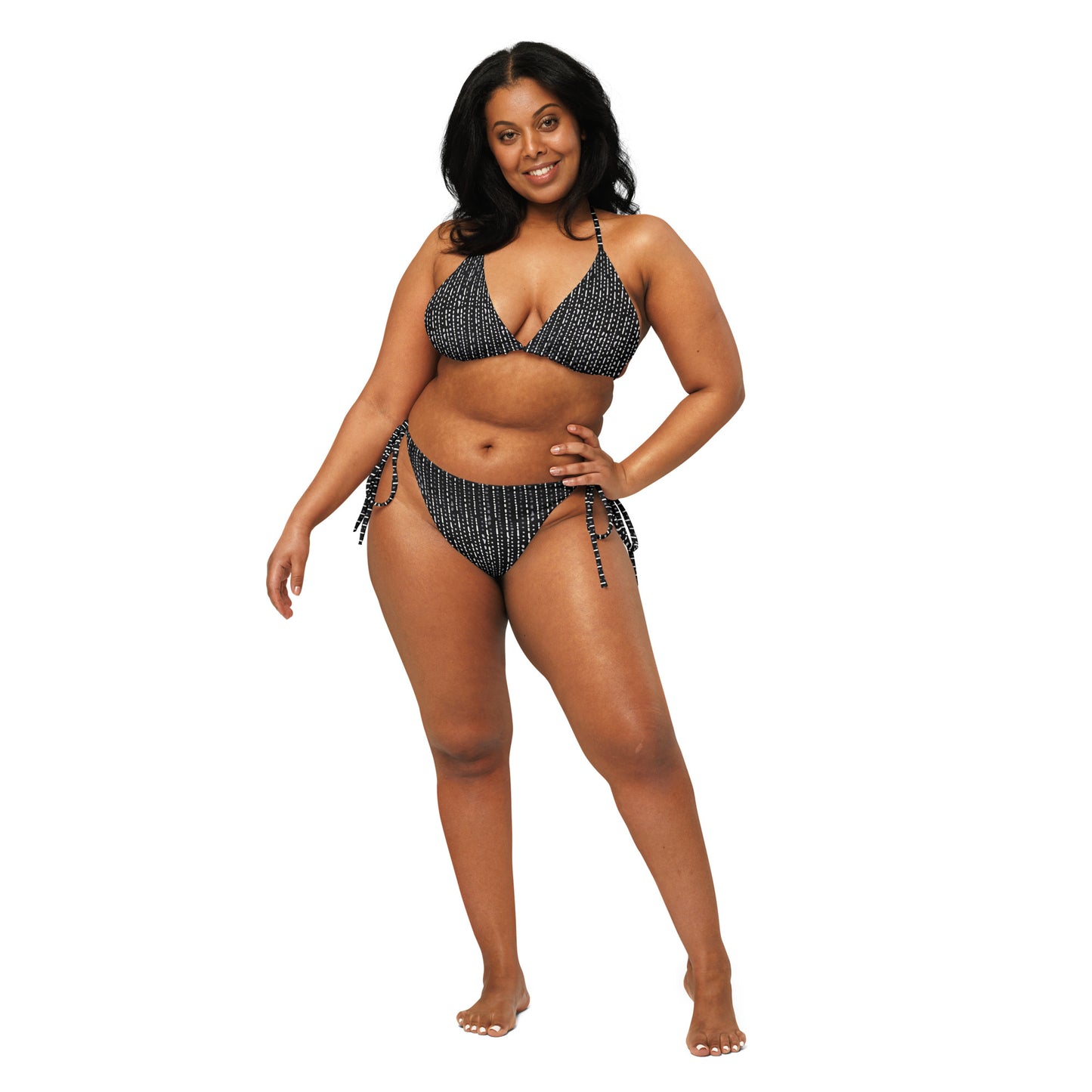 Grey Stripe Adire String Bikini