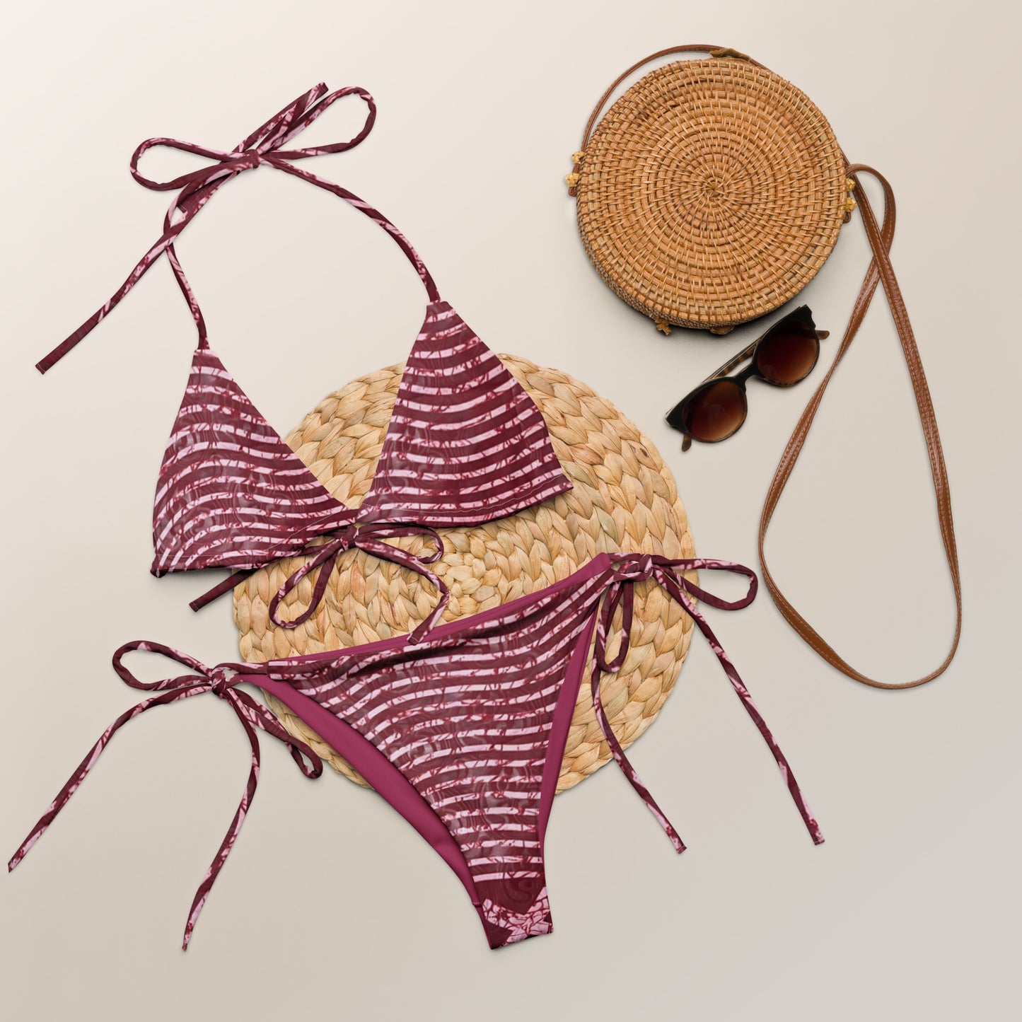 Red XO Adire String Bikini