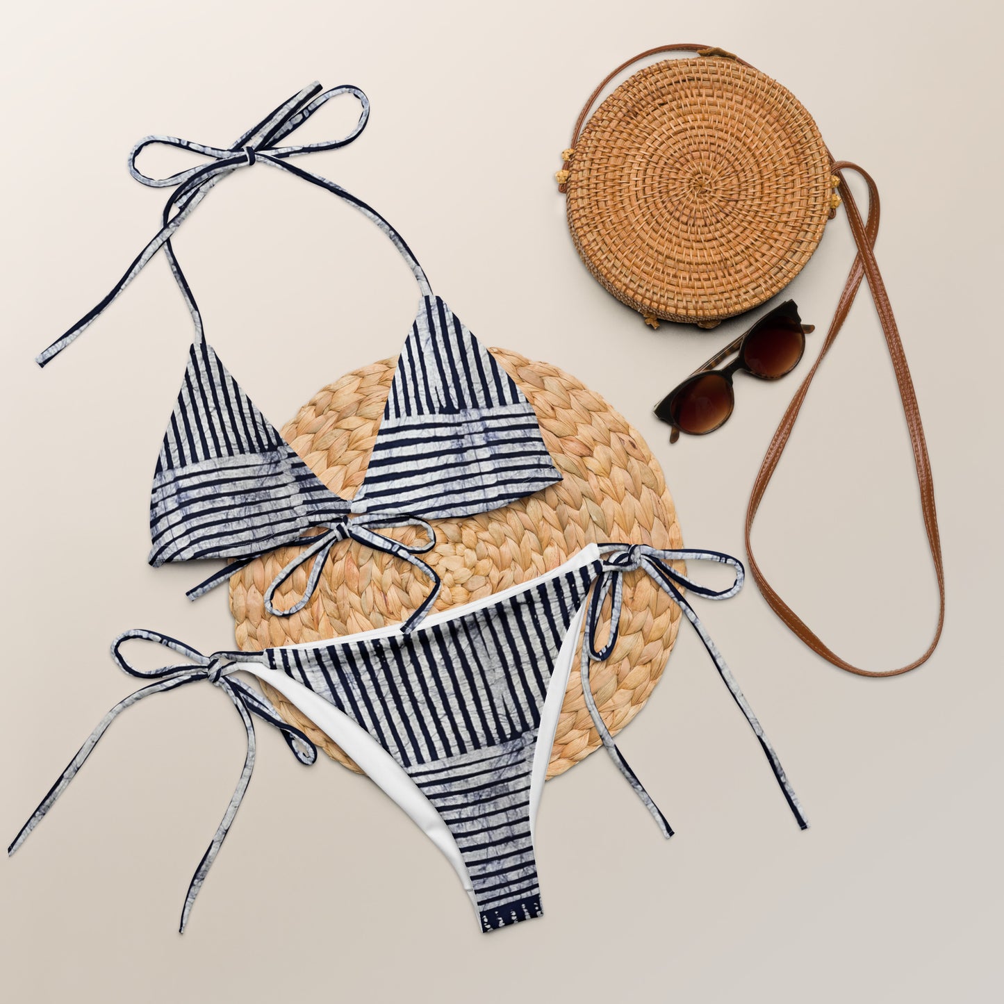 Stripey Adire String Bikini