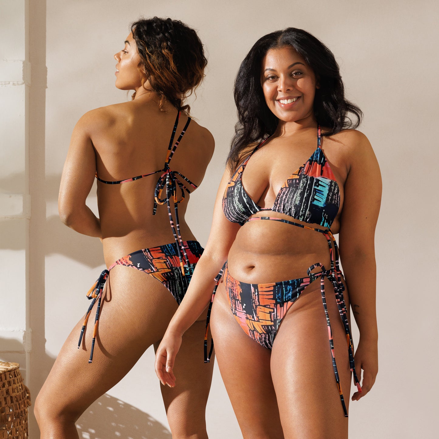 Colourful Adire String Bikini