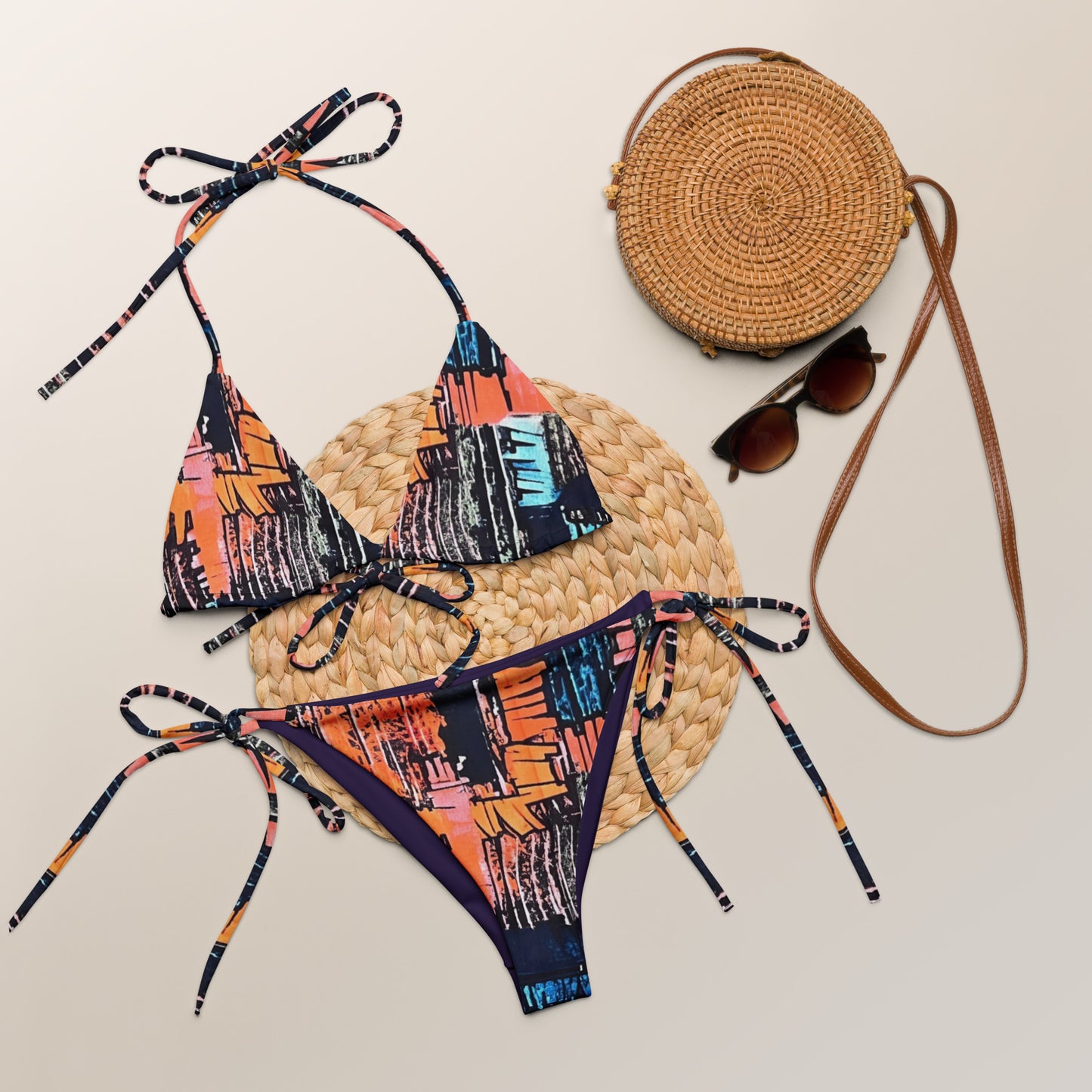 Colourful Adire String Bikini