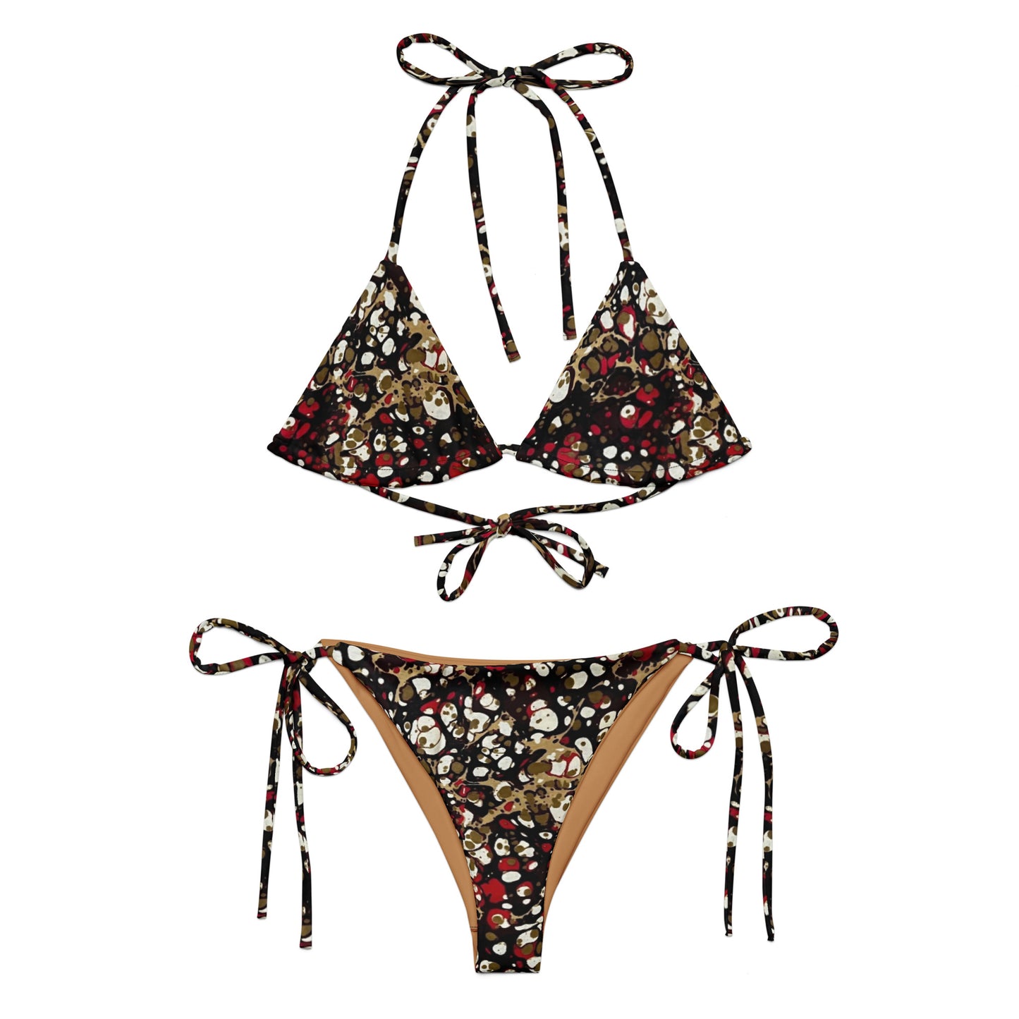 Red Abstract Adire String Bikini