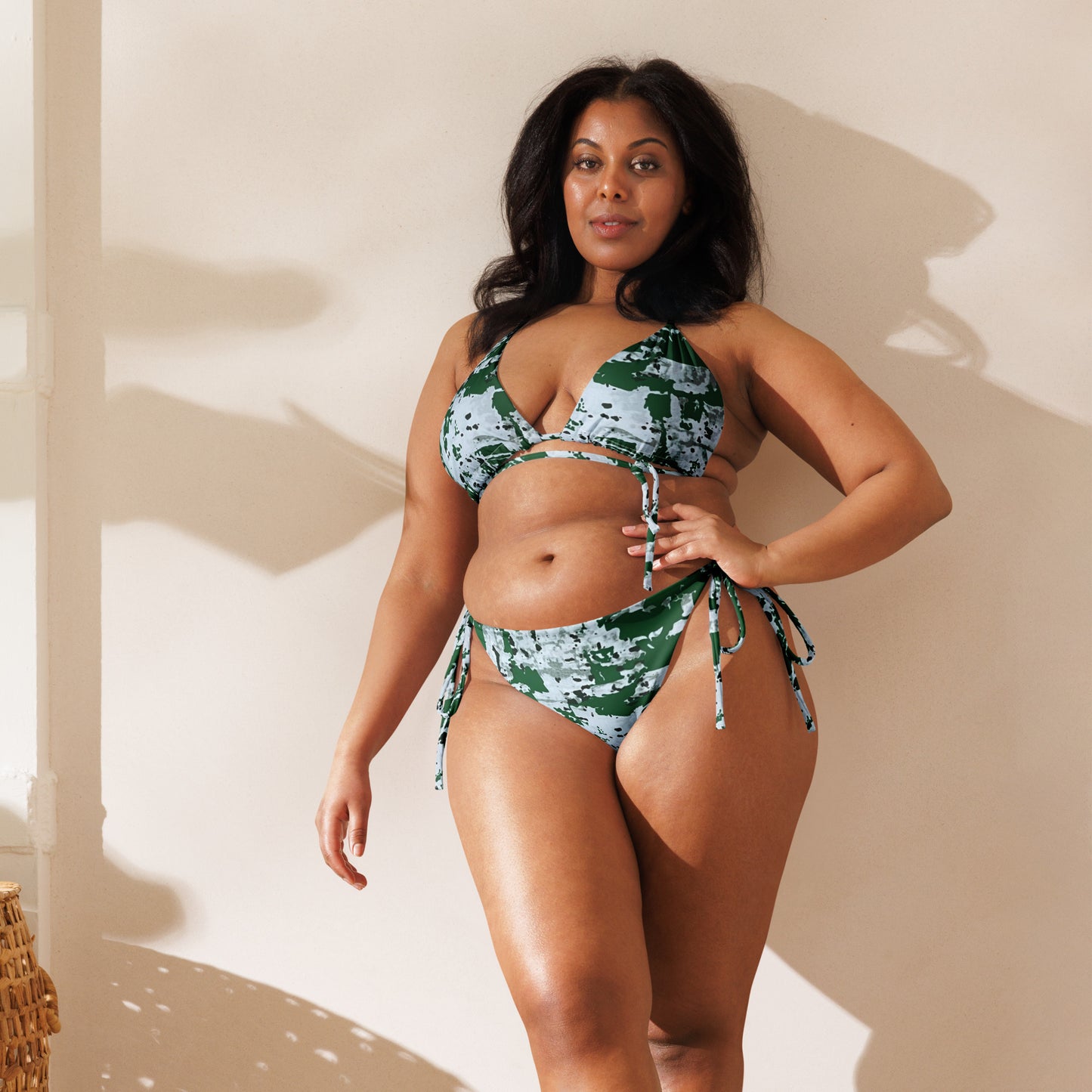 Green Camo Adire String Bikini